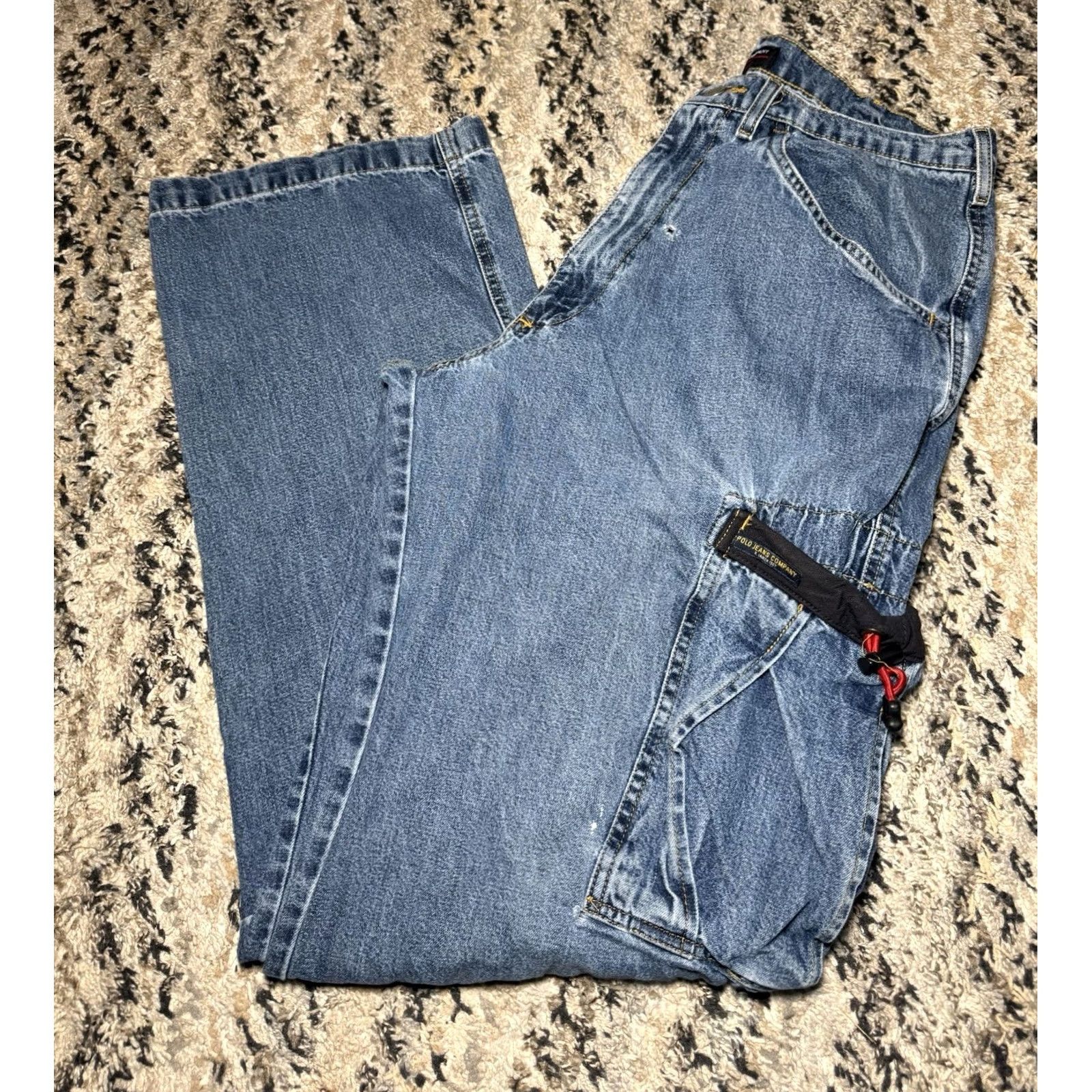 Polo Ralph Lauren VINTAGE Polo Jeans Co Ralph Lauren Mens 32x34 Cargo Bungee Military Y2K Baggy Wide Jeans Size US XS / EU 42 / 0 - 2 Thumbnail