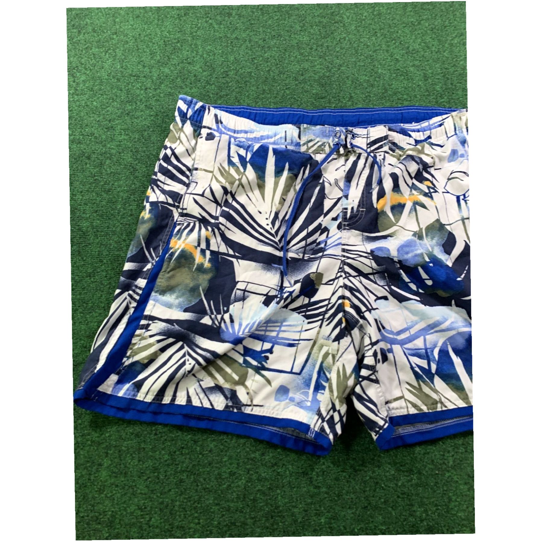 Nike Nike Swim Trunks Mens XXL Blue White Black Drawstring Pockets Mesh Lined Size ONE SIZE - 2 Thumbnail
