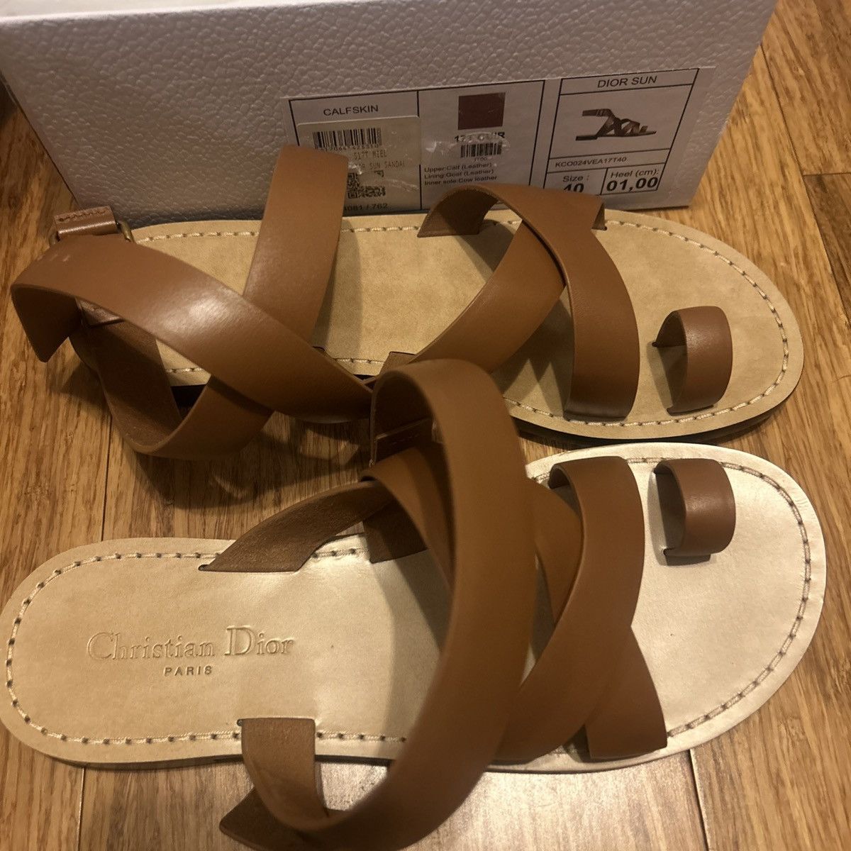 Dior Dior DIORIVIERA DIOR Sun TOE-Ring Sandal Camel Calfskin Size US 10 / IT 40 - 5 Thumbnail