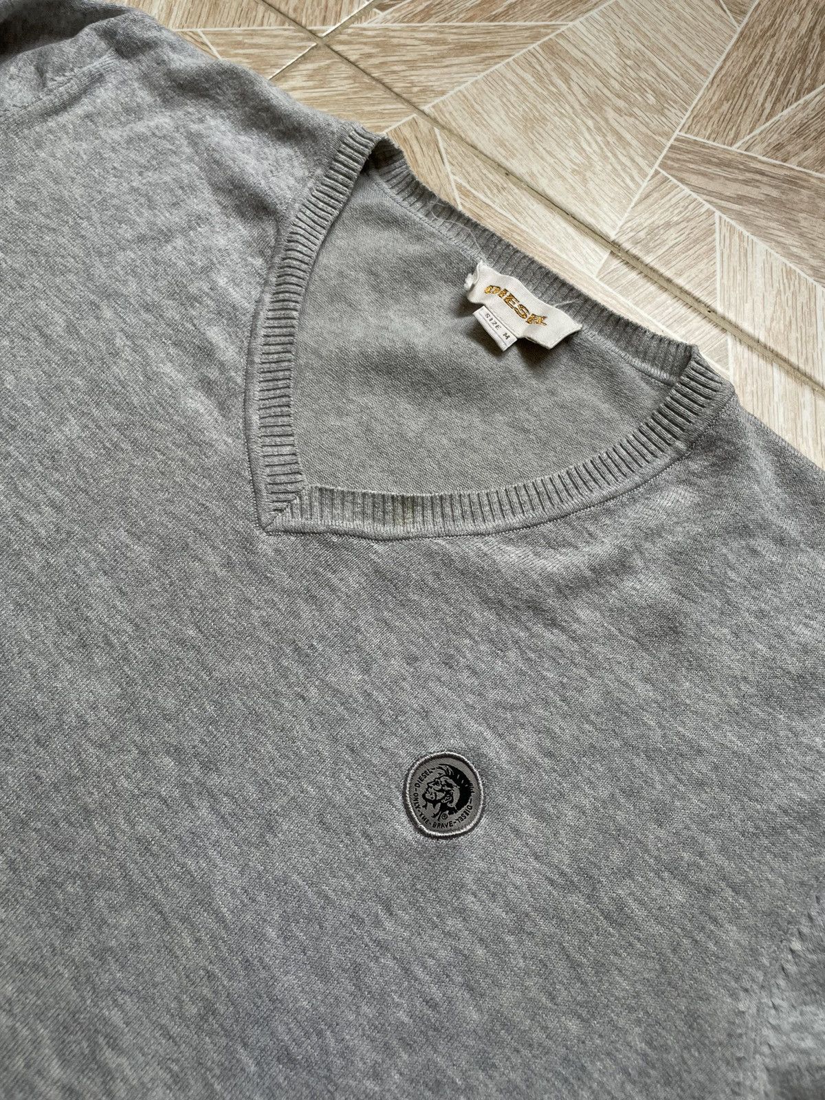 Diesel × Vintage Y2K Avant Garde Vintage Diesel V Neck Pullover Sweater Grey Size US M / EU 48-50 / 2 - 2 Thumbnail