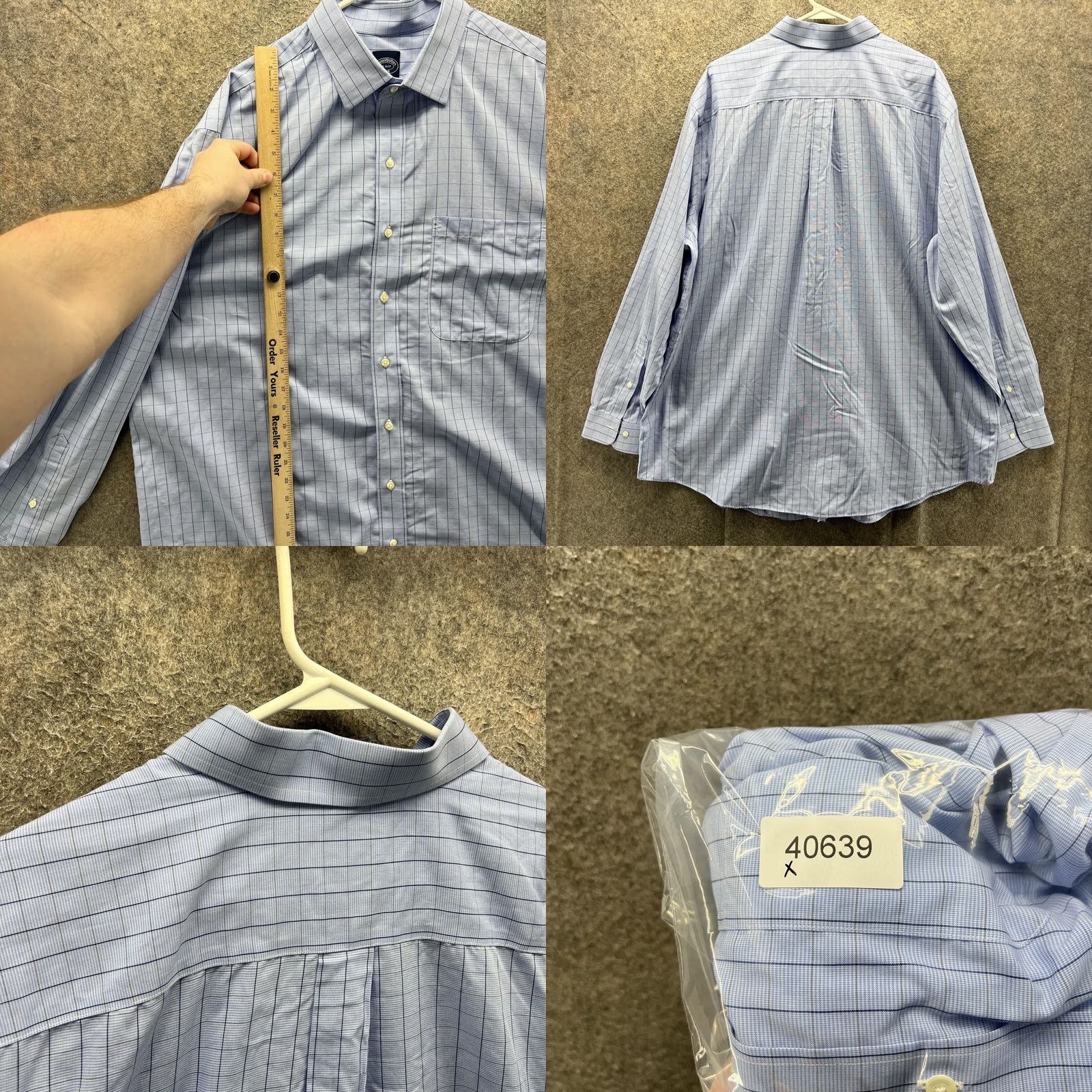Brooks Brothers Brooks Brothers Dress Shirt Mens 18 36/37 Blue Check Non Iron Cotton LS 1818 Size 48R - 8 Thumbnail