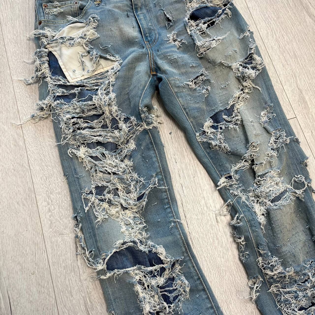 Levi's 🔥CRAZY LEVI’S 504 DISTRESSED HANDMADE DENIM COMING4VEGEANCE Size US 32 / EU 48 - 2 Thumbnail