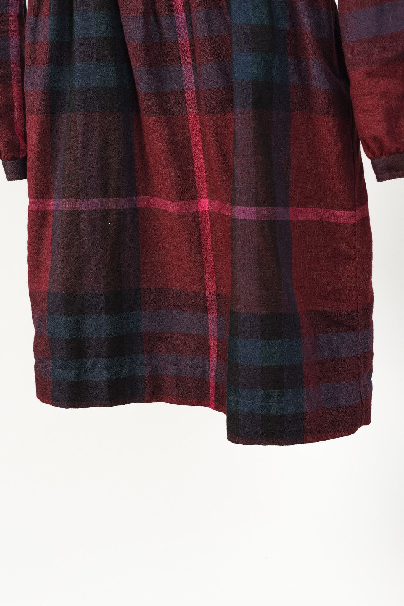 Burberry Burberry Brit Burgundy Check Ruffle-Trim Long-Sleeve Dress Size S / US 4 / IT 40 - 7 Thumbnail