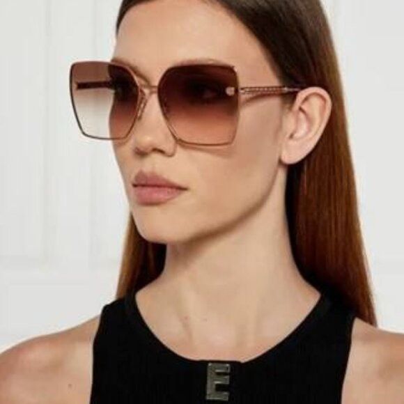 Versace Versace VE2270D 10007V Sunglasses Silver Square Frame, Pink Size ONE SIZE - 4 Thumbnail