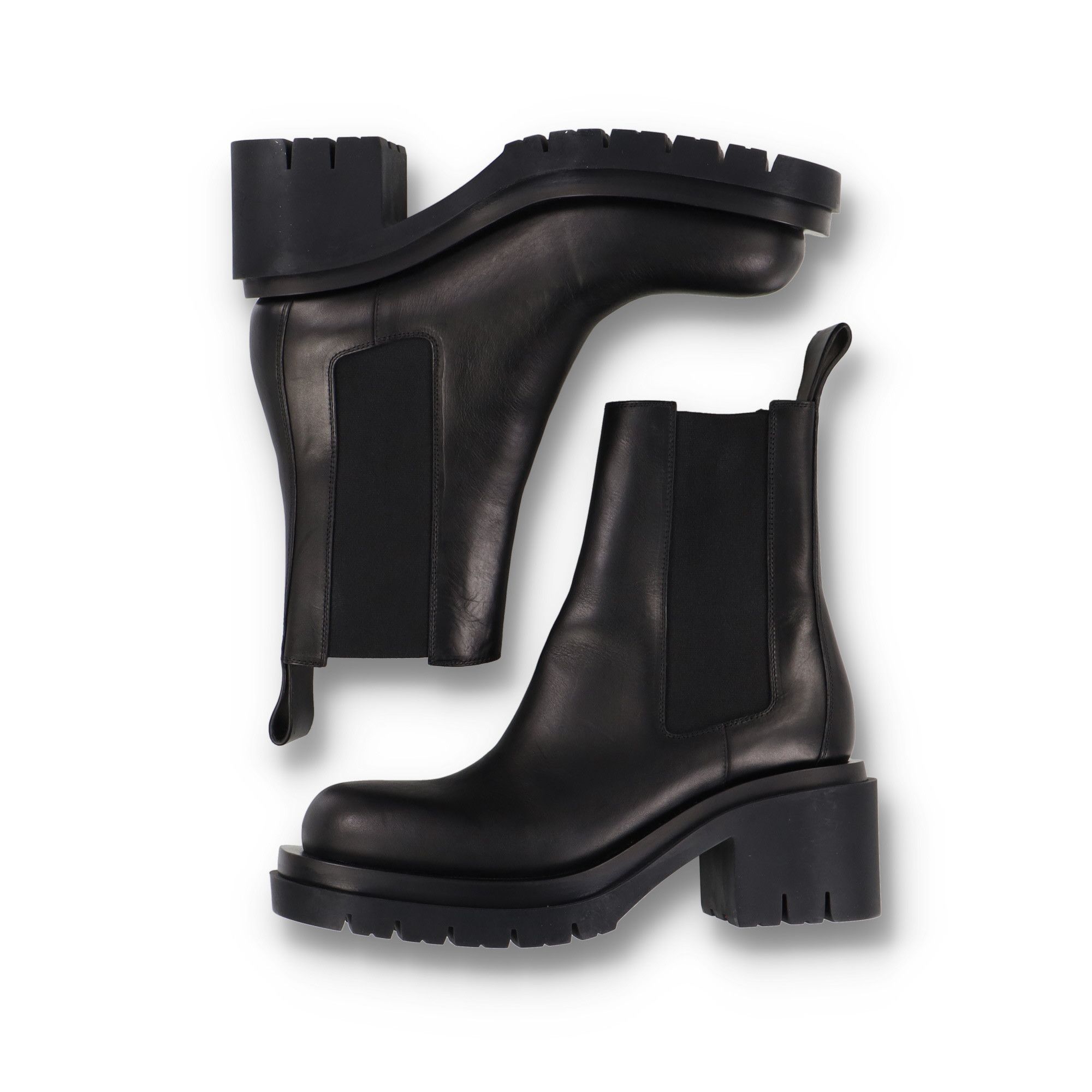 Bottega Veneta Lug Black Leather Ankle Boots Size US 11 / IT 41 - 6 Thumbnail