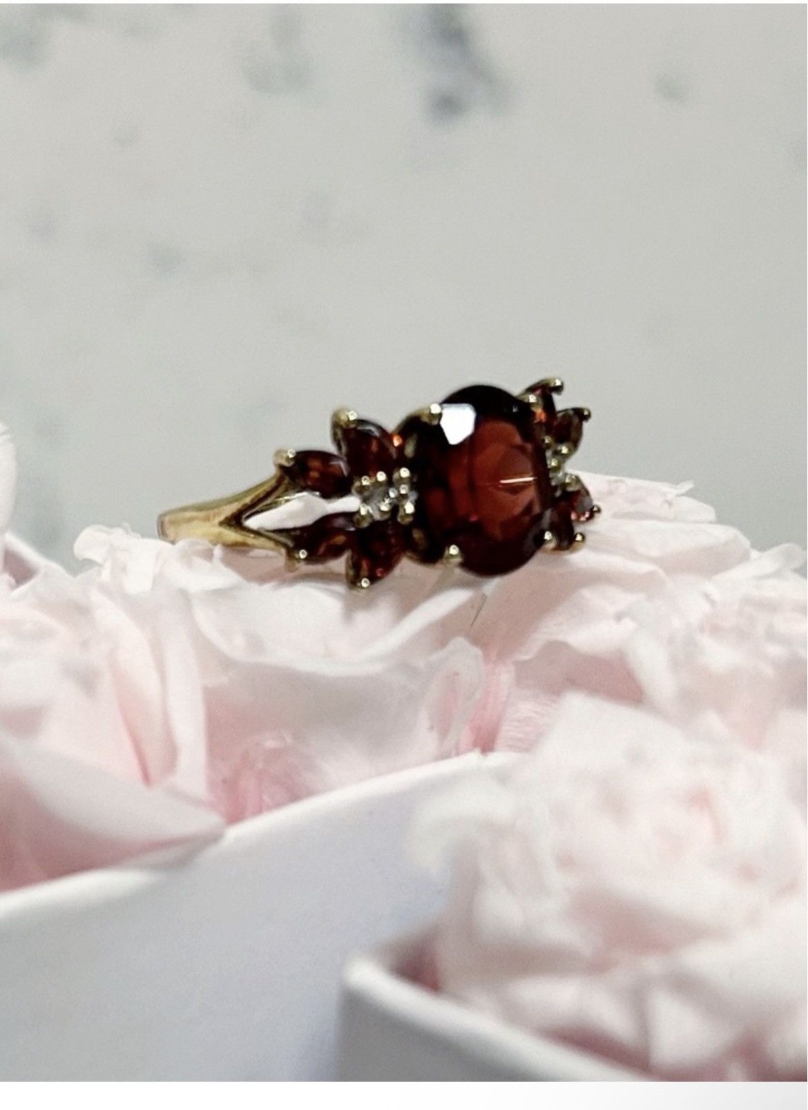 Other Authentic Vintage 14kt Yellow Gold Garnet and Diamond Ring Size ONE SIZE - 12 Thumbnail