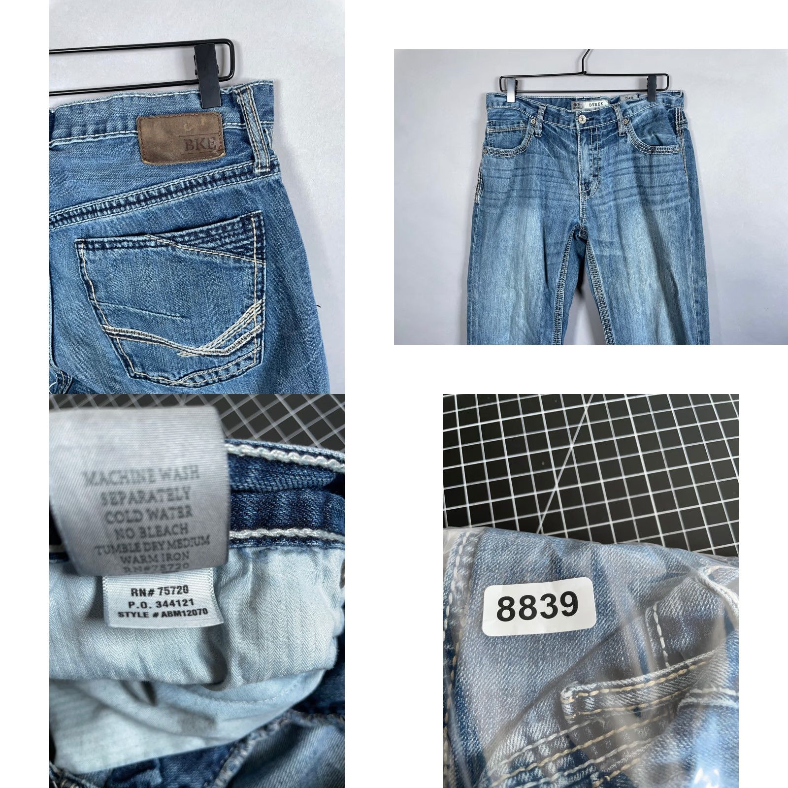 Vintage VINTAGE BKE Derek Jeans Men's 34 x 30 Blue Denim Low Rise Straight Leg 100% Cotton Y2K Men's Size US 34 / EU 50 - 9 Thumbnail