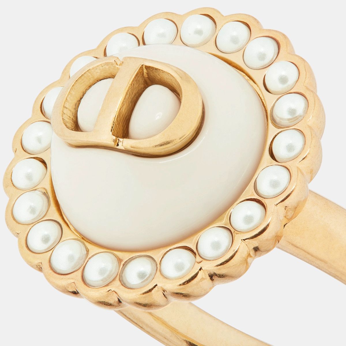 Dior o1bcso1str0126 Size:OS/Petit Cd Baroque Ring in Golden/White Size ONE SIZE - 4 Thumbnail