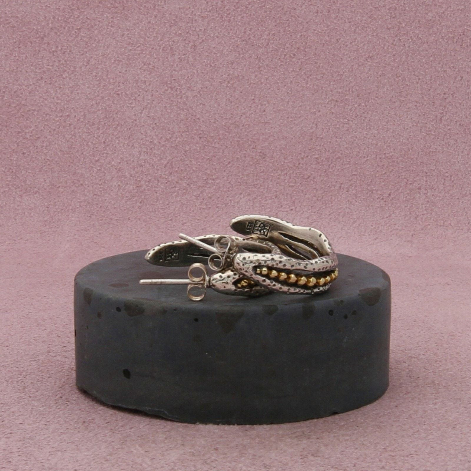 Sterling Silver grace & heart sterling silver two-tone hoop earrings Size ONE SIZE - 3 Thumbnail