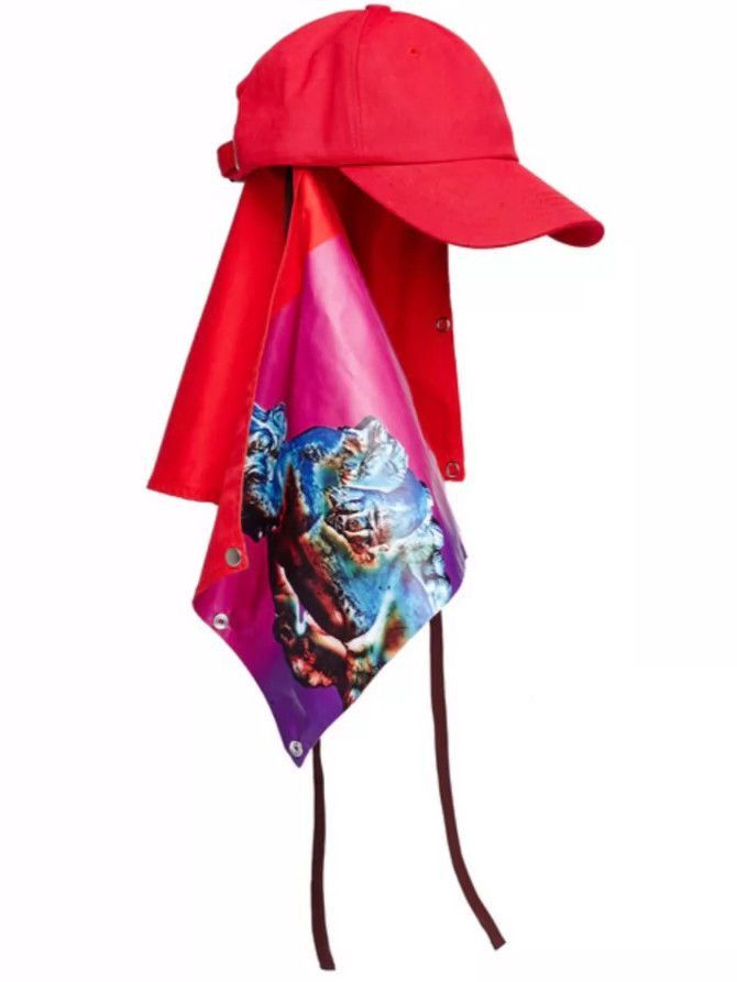Raf Simons Red Hat with Attached Fabric Cover-2506 Size ONE SIZE - 5 Thumbnail