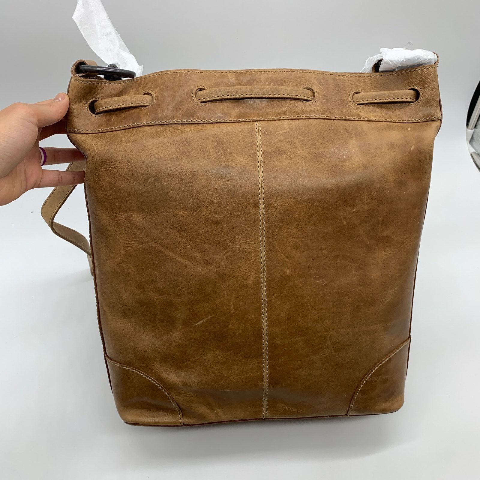 Frye Frye Leather Handbags Melissa Drawstring Hobo Bag Brown Size ONE SIZE - 3 Thumbnail