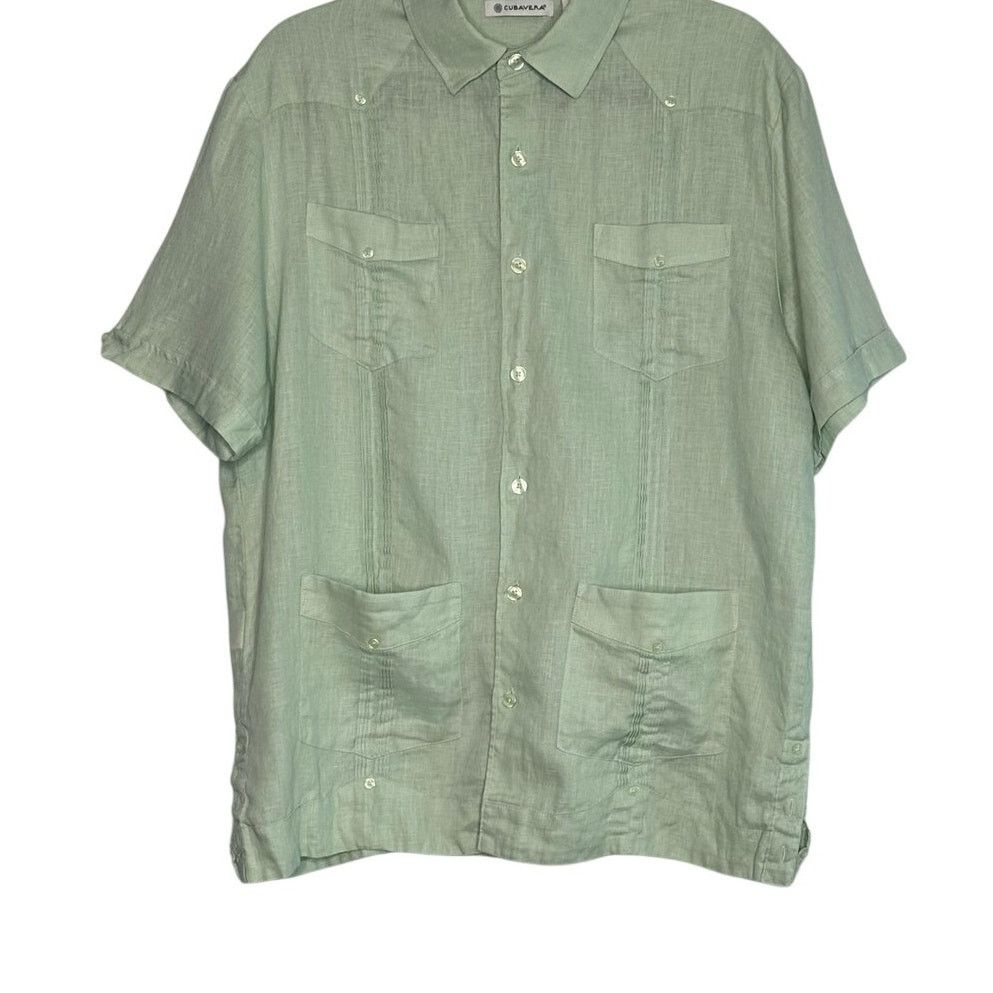 Cubavera Cubavera light green linen short sleeves shirt size medium Size US M / EU 48-50 / 2 - 15 Thumbnail