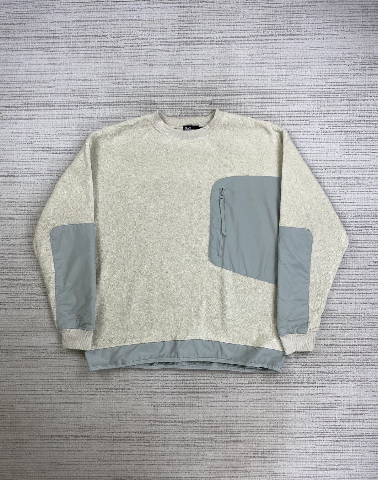 Japanese Brand × Vintage Vintage Craft Fleece Sweatshirt with Pale Gray Nylon Panels Size US L / EU 52-54 / 3 - 1 Thumbnail