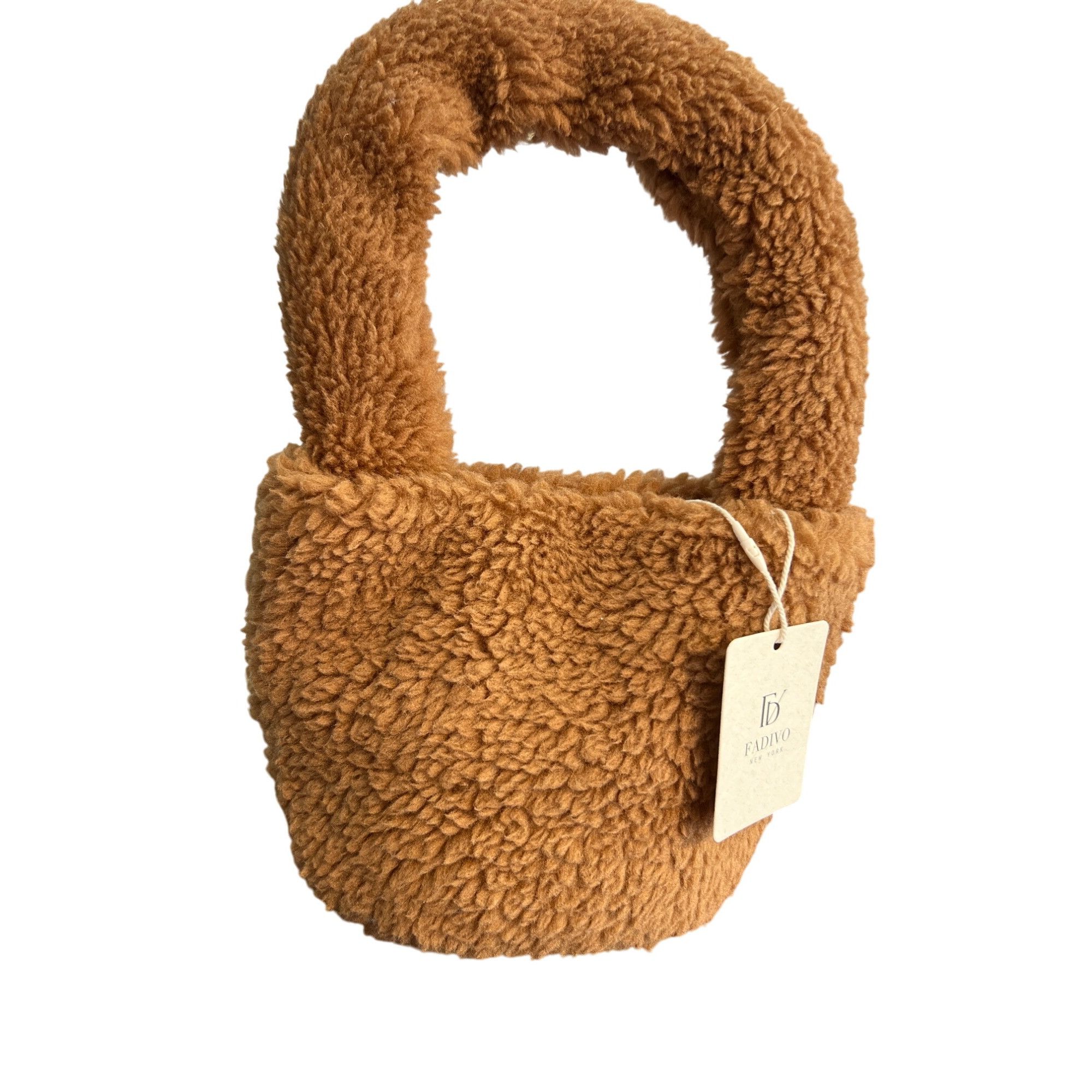 Other Fadivo New York Brown Sherpa Teddy Bucket Bag Handbag Baguet Size ONE SIZE - 1 Thumbnail