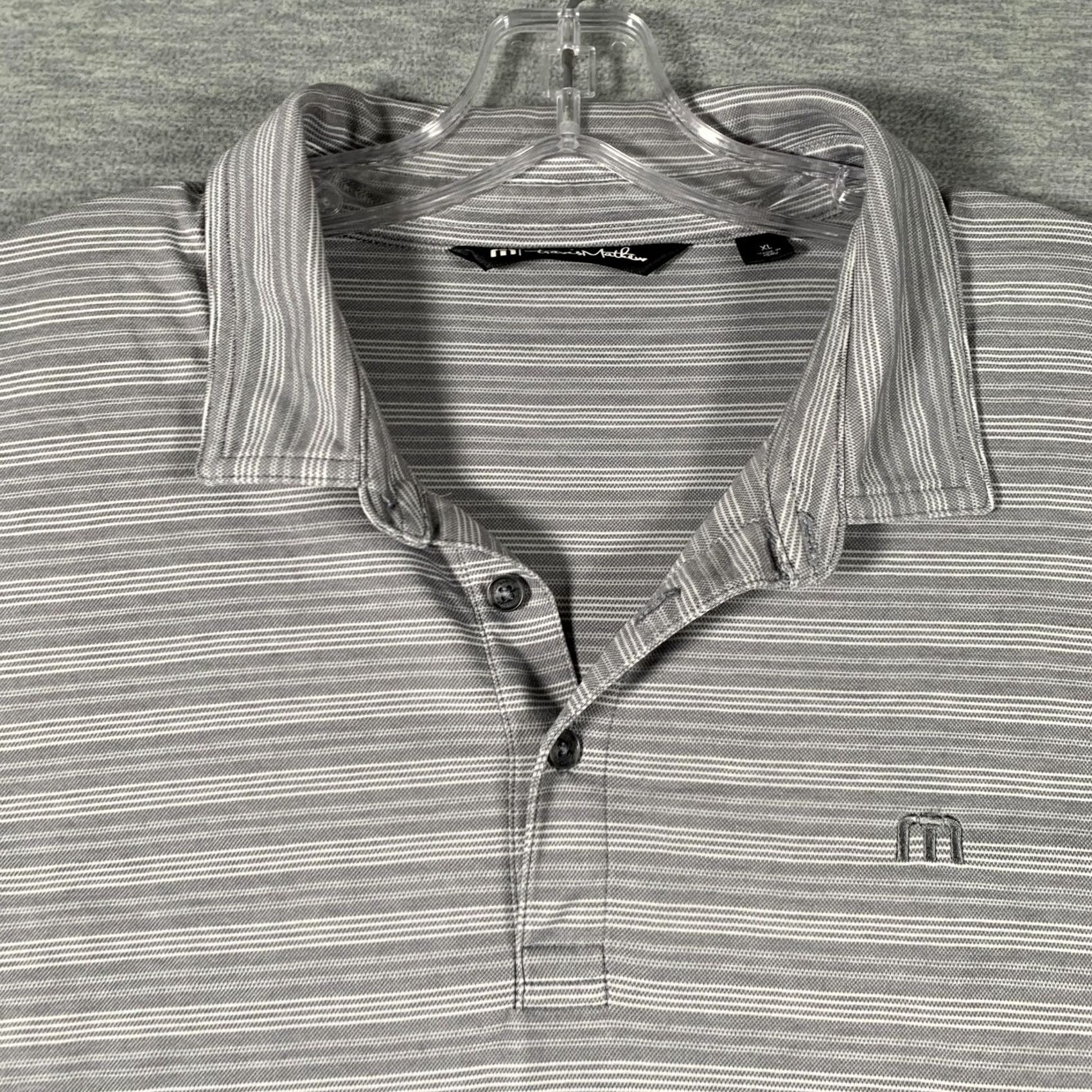 TravisMathew Travis Mathew Polo Shirt Mens XL Gray Micro Stripe Golf Performance Short Sleeve Size US XL / EU 56 / 4 - 4 Thumbnail