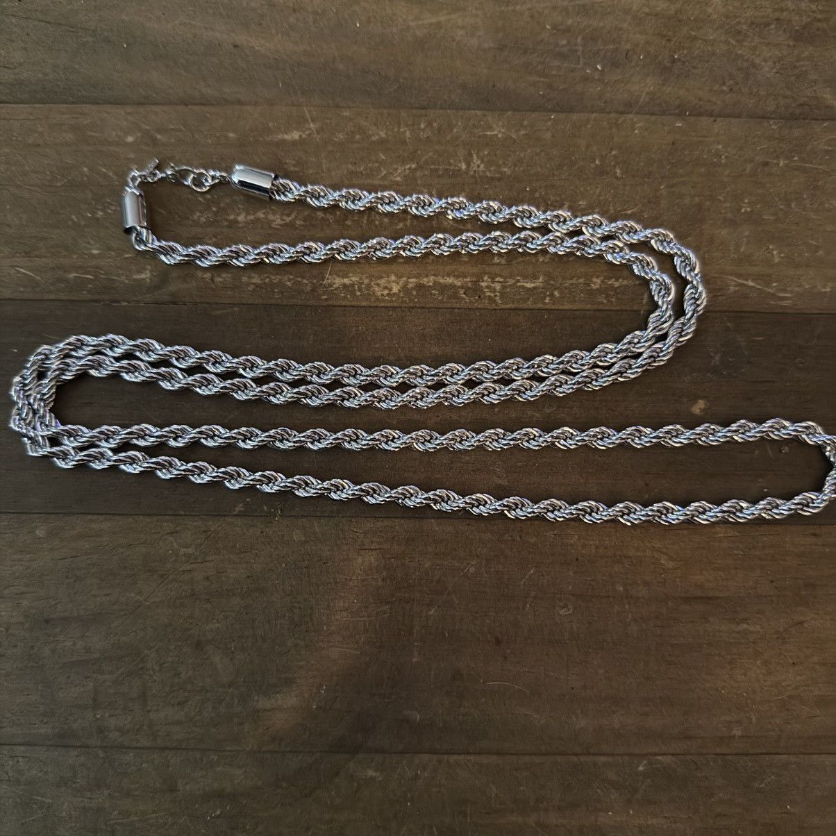 Monet Vintage Monet long silver tone thick rope chain necklace Size ONE SIZE - 4 Thumbnail