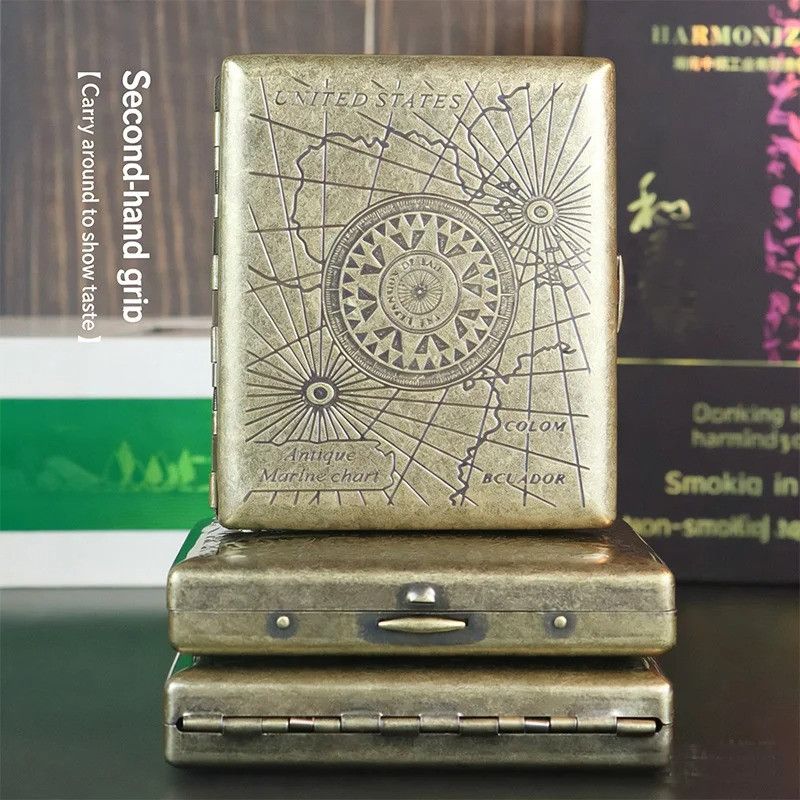 Other Cigarette Box Storage Case Portable Retro Bronze Gift Size ONE SIZE - 5 Thumbnail