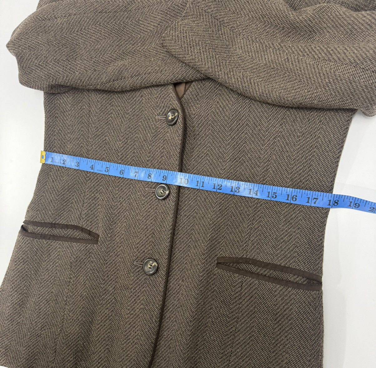 French Connection Christian Aujard Herringbone Collarless Coat Classic France Size M / US 6-8 / IT 42-44 - 6 Thumbnail