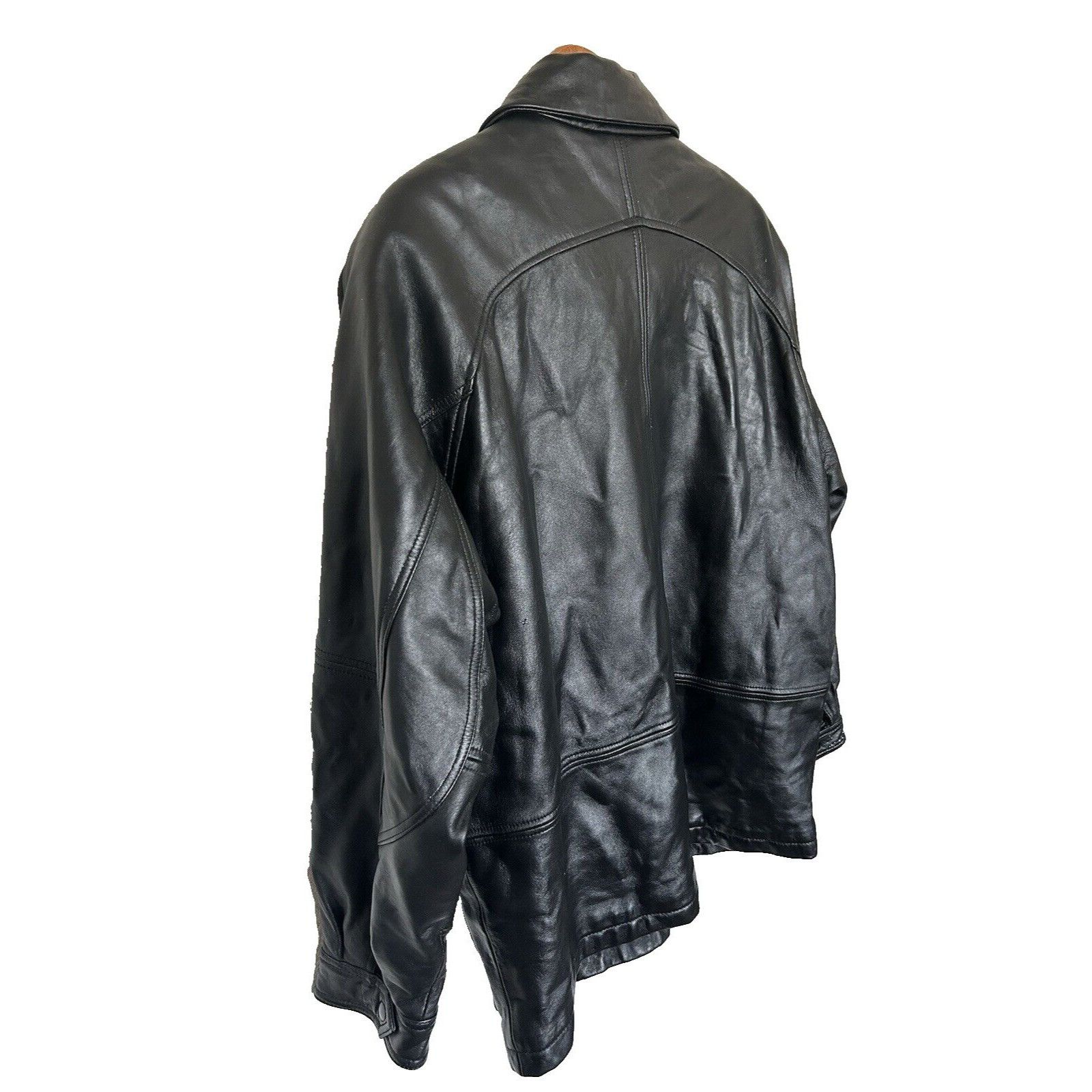Express Express SIZE 54 Men's black genuine leather winter coat clas Size US L / EU 52-54 / 3 - 3 Thumbnail