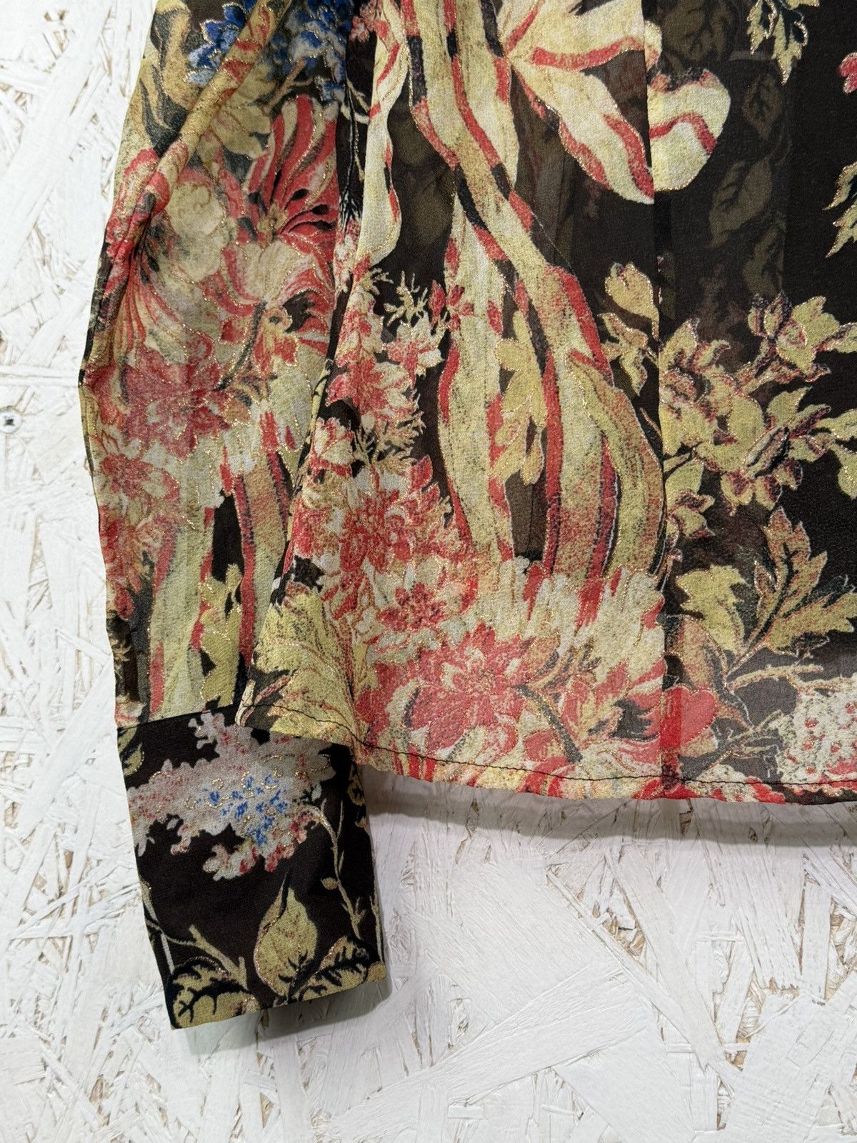 Just Cavalli Vintage Just Cavalli Floral Semi Sheer Silk Blouse Size 40 Size S / US 4 / IT 40 - 9 Thumbnail