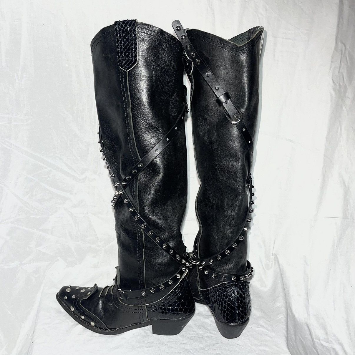 Comme des Garcons × Junya Watanabe Junya Watanabe FW06 studded knee-high boots Size US 9 / IT 39 - 6 Thumbnail