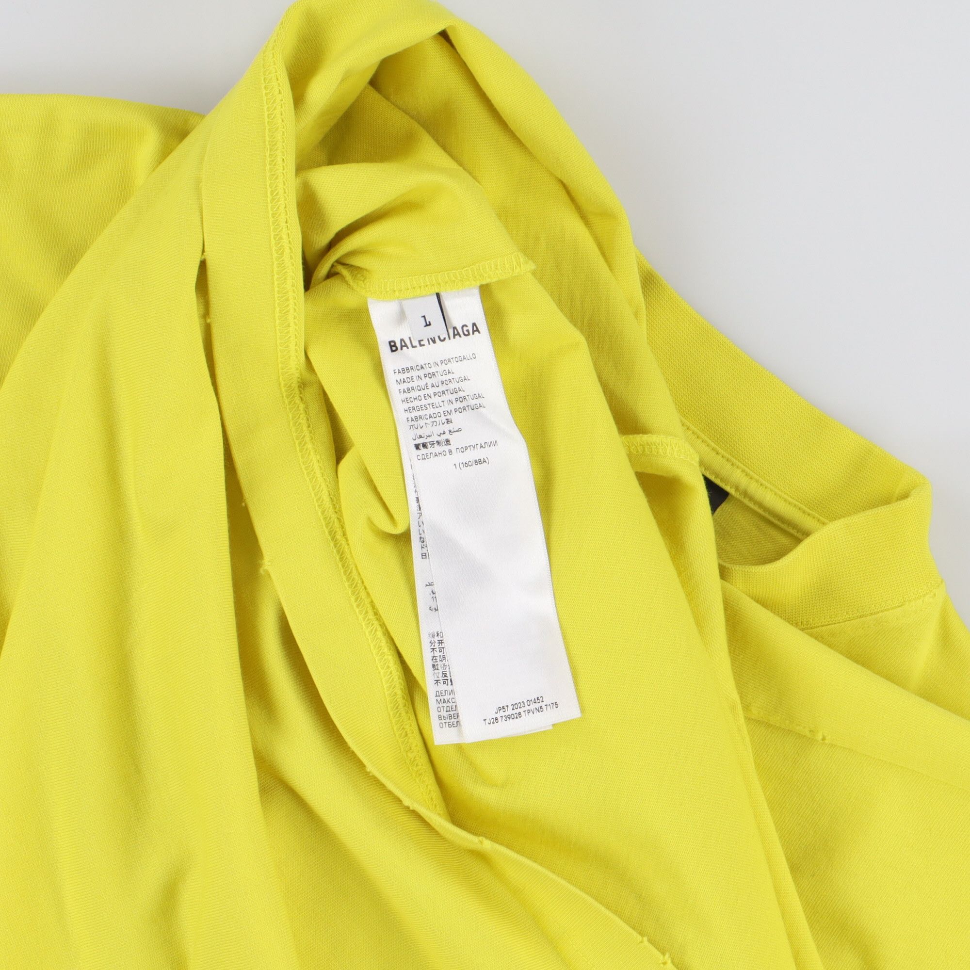 Balenciaga Yellow Distressed Darkwave Logo Oversized T-Shirt Size US XS / EU 42 / 0 - 8 Thumbnail