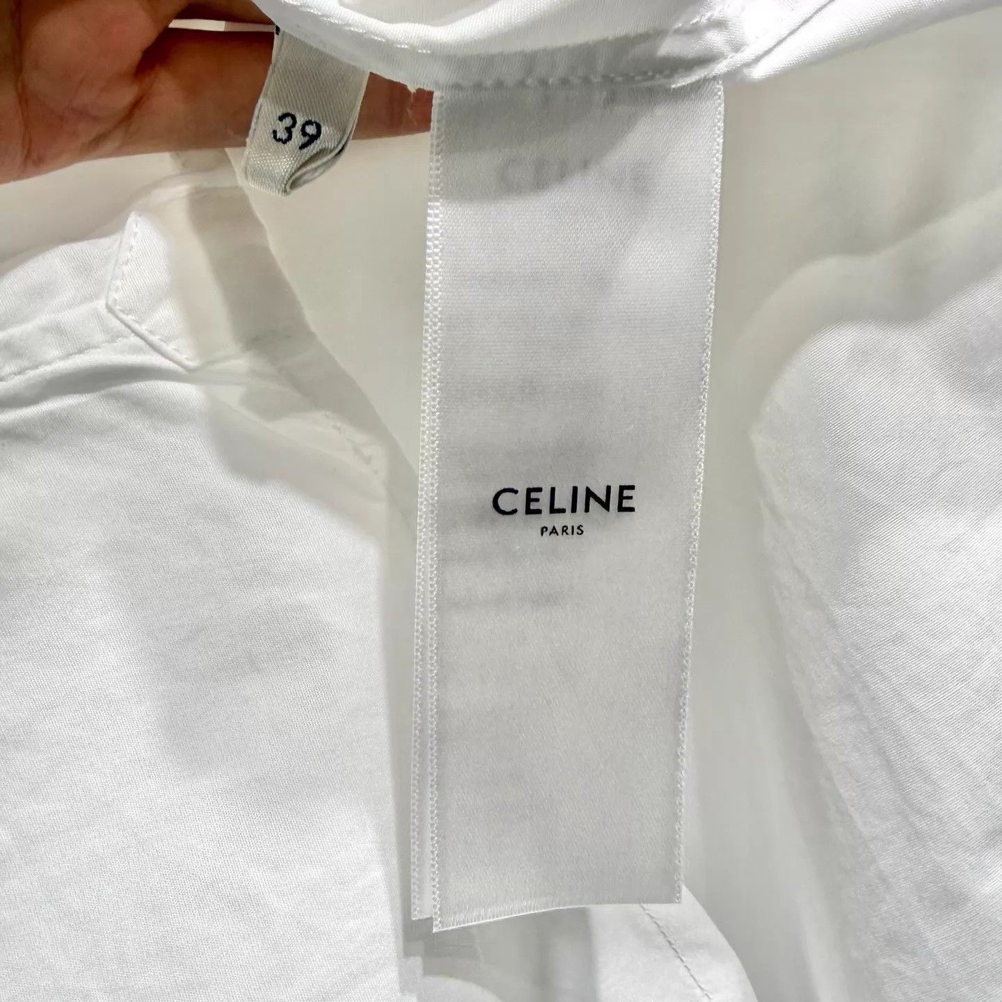 Celine Celine New White LS Shirt Embroidered Logo Shell Buttons 39 Size US M / EU 48-50 / 2 - 4 Thumbnail