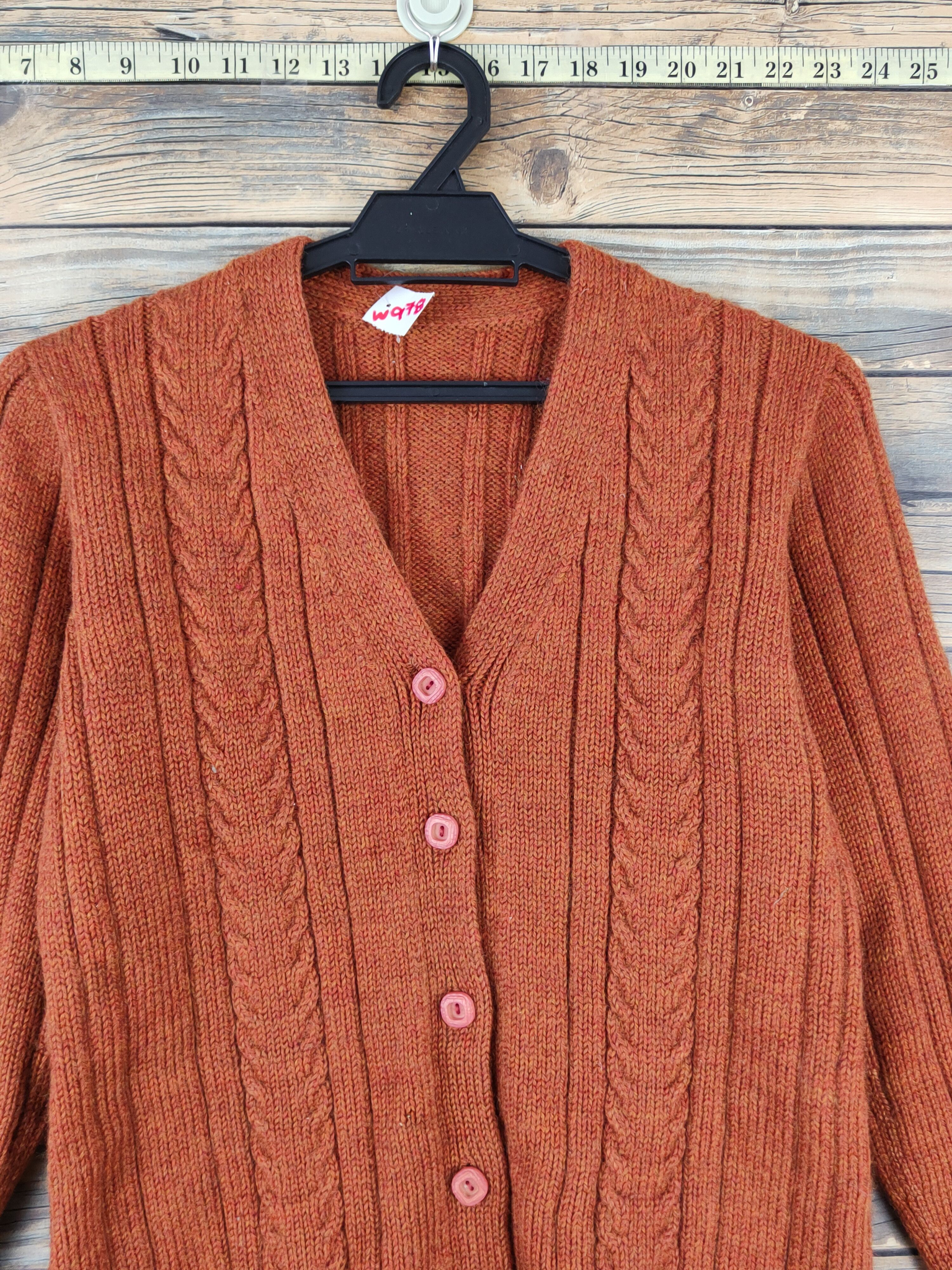Aran Isles Knitwear × Japanese Brand Japanese Brand Dark Orange cable Knitwear Cardigan #W978 Size S / US 4 / IT 40 - 2 Thumbnail