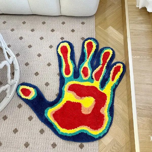 Handmade Fluffy Palm Rug Tufted Carpet Size ONE SIZE - 4 Thumbnail