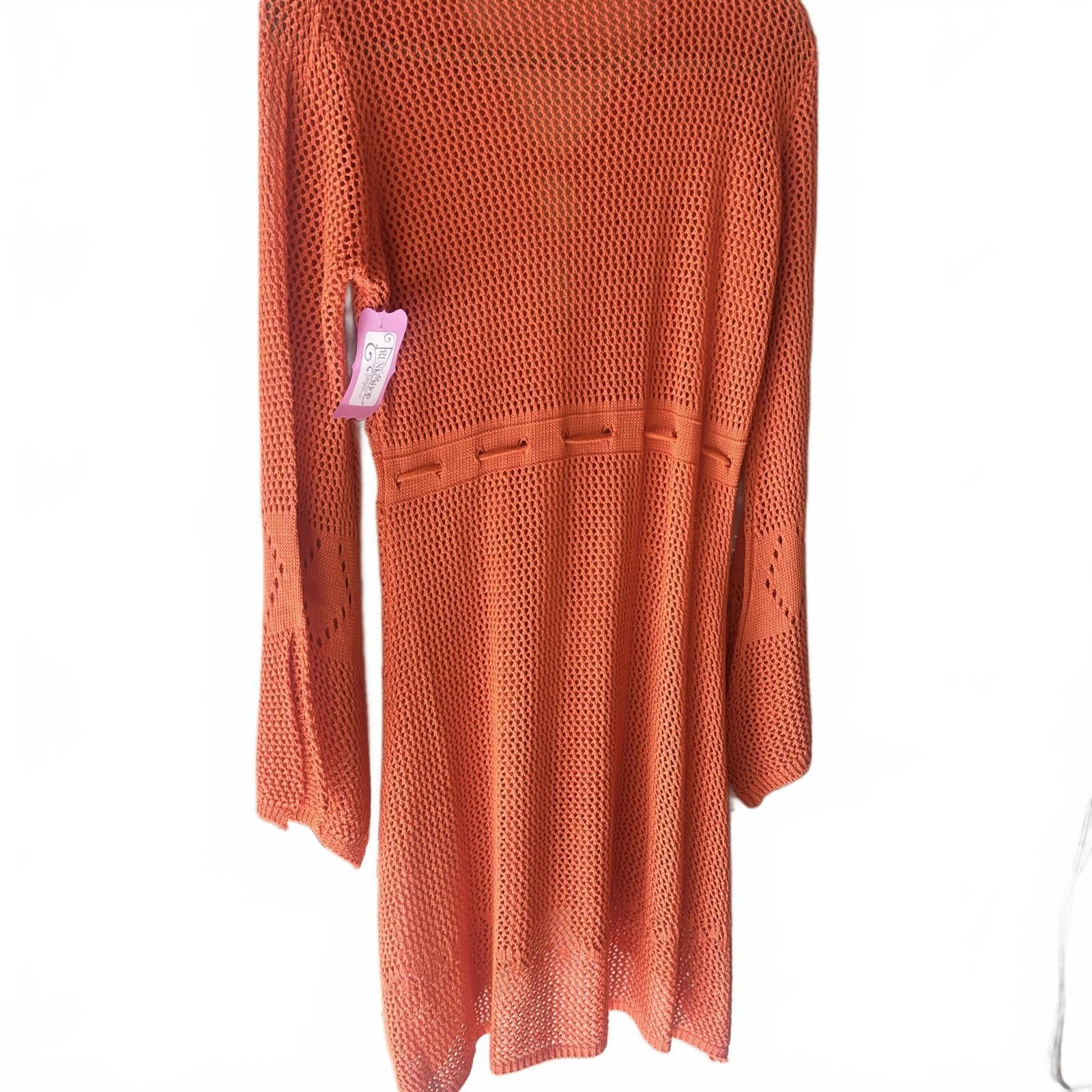 Other Cute Orange Crochet Knit Dress with Tie Waist Size S / US 4 / IT 40 - 5 Thumbnail