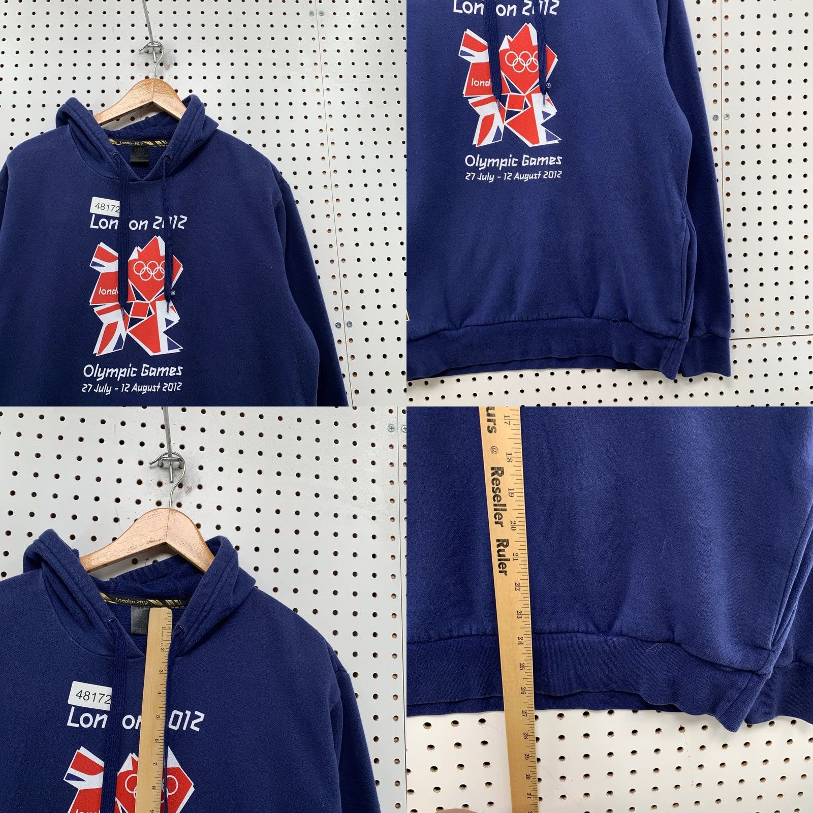 Vintage London Olympic Games Hoodie Sweatshirt Mens Large Blue 2012 Fleece Hooded Size US L / EU 52-54 / 3 - 8 Thumbnail