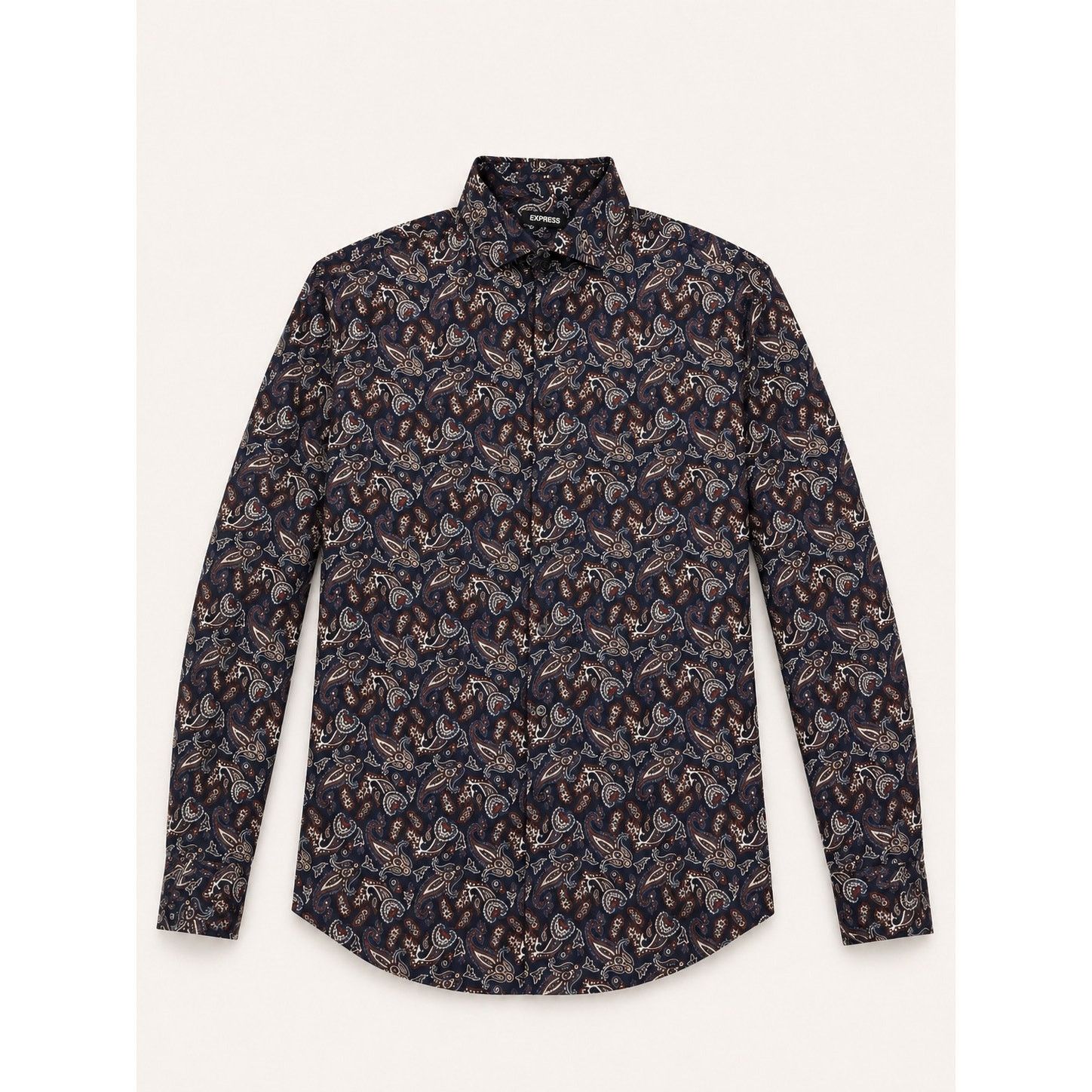 Express Premium Navy Paisley Shirt Size US M / EU 48-50 / 2 - 1 Thumbnail