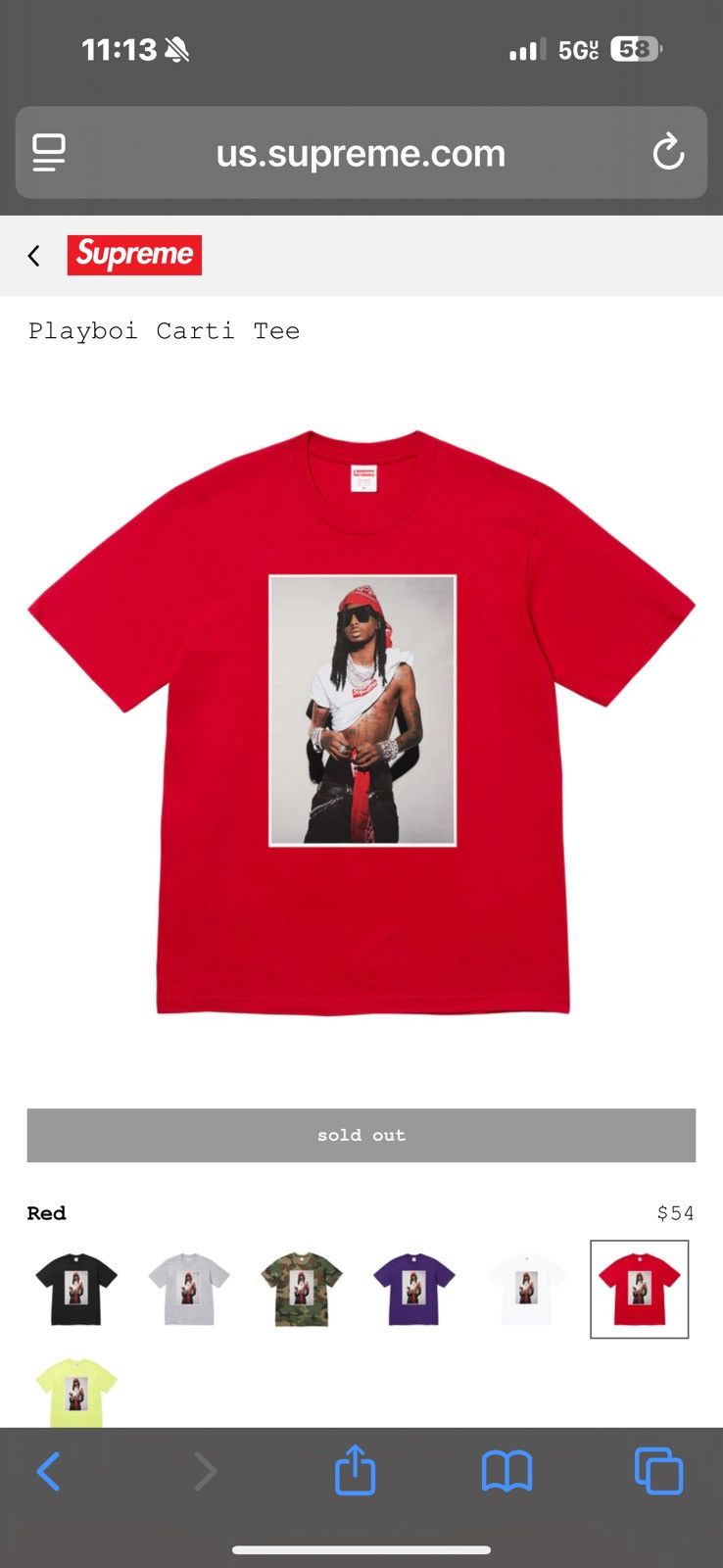 Supreme Playboi Carti Tee Red XLサイズ Supreme Playboi Carti Tee Red Men's - FW25 - US