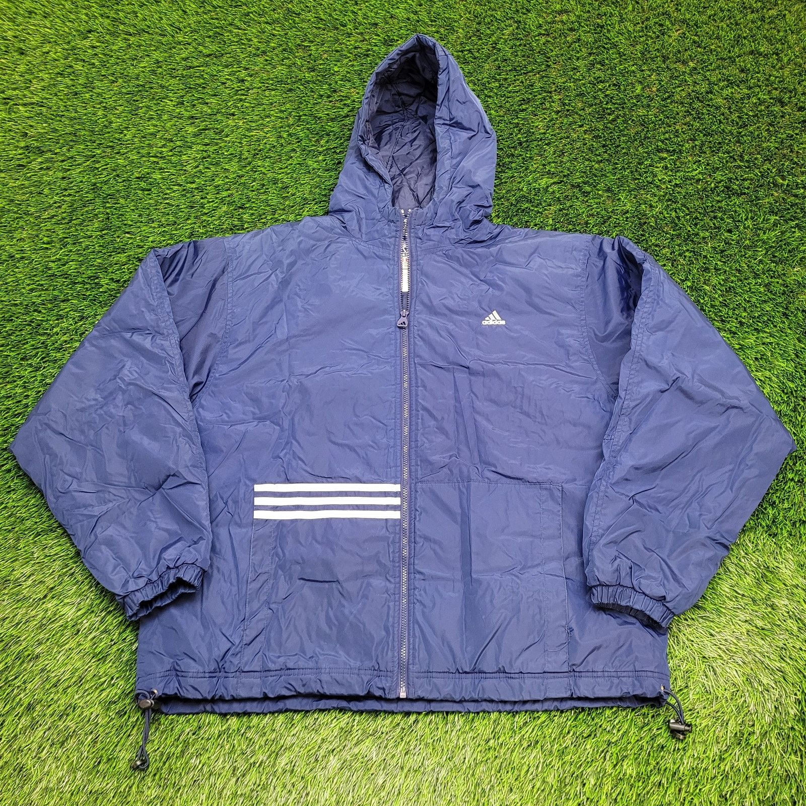 Adidas Vintage 90s ADIDAS Hooded Windbreaker Zip Jacket Large 36x27 Size US M / EU 48-50 / 2 - 1 Thumbnail