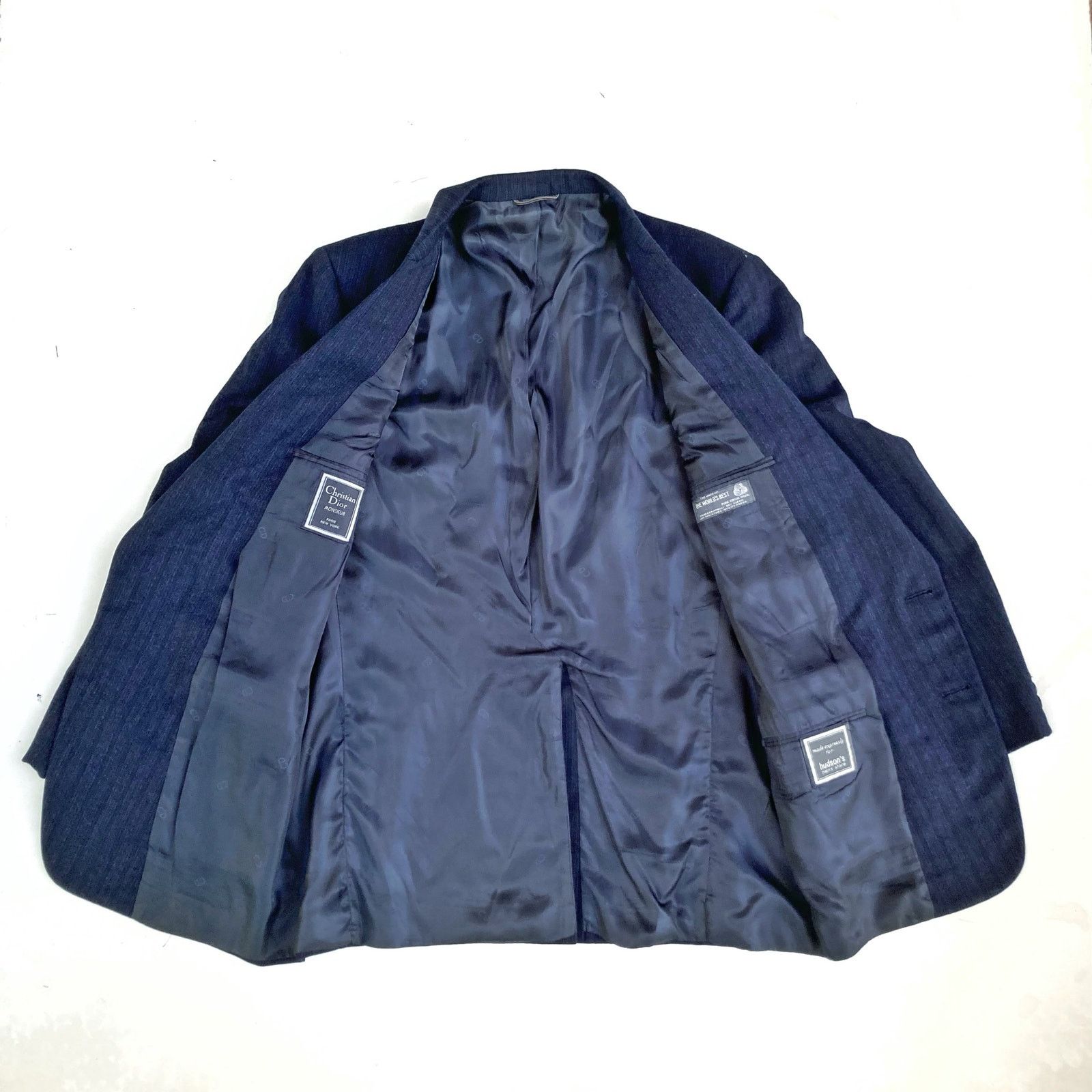 Christian Dior Monsieur Vintage Dior Navy Pinstripe Wool Dinner Jacket 42R | Classic Size 42R - 9 Thumbnail