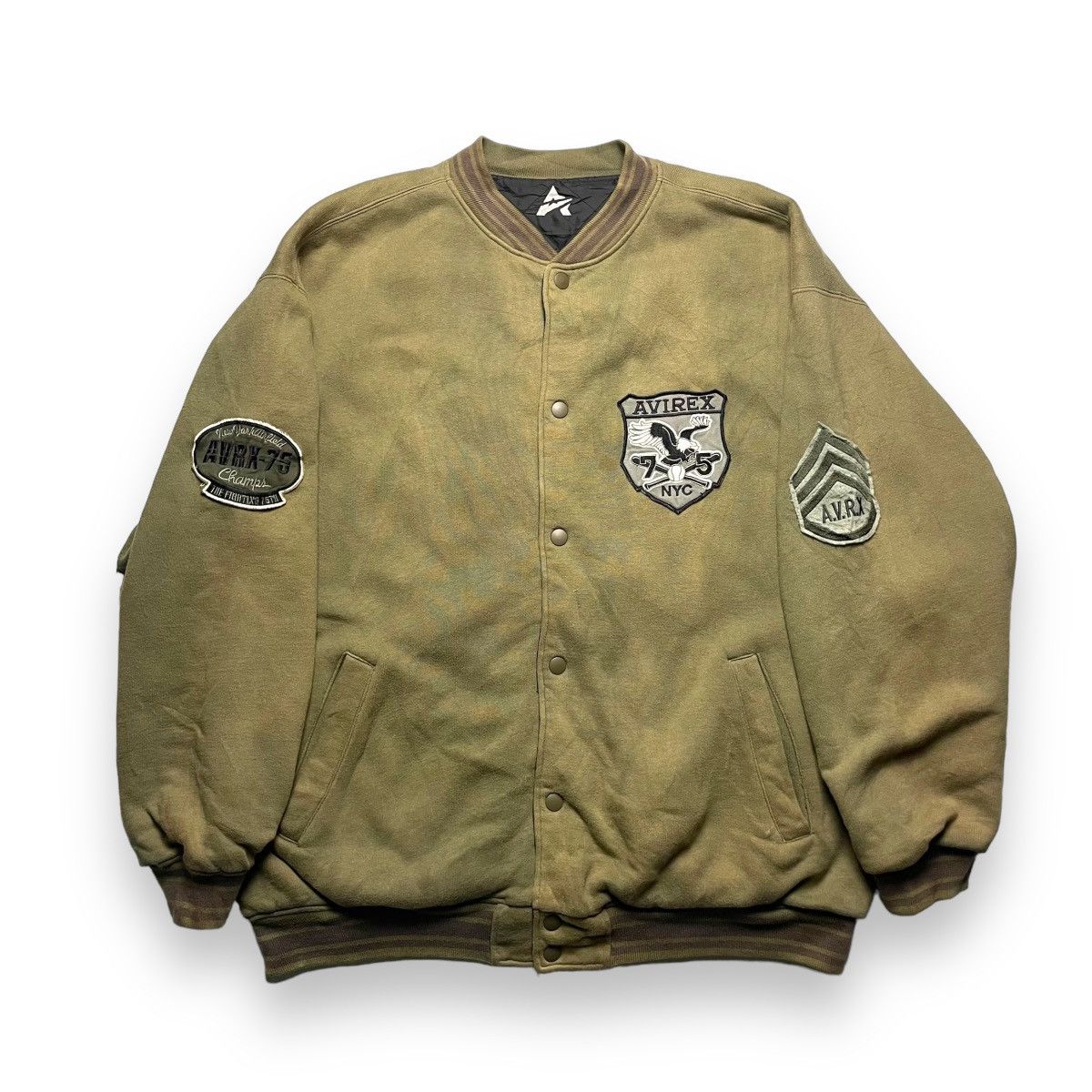 VINTAGE 90s AVIREX VARSITY EMBROIDERED PATCHES JACKET