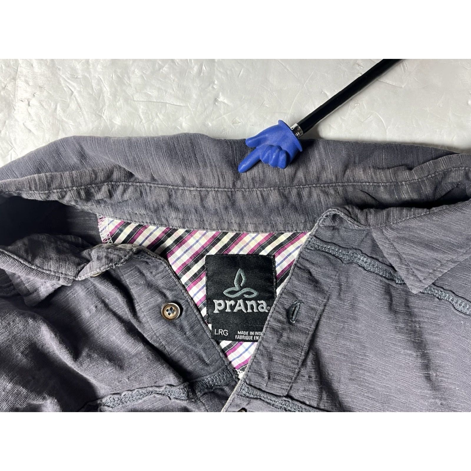 Prana prAna Breathe Collared Short Sleeve Button Up Shirt Gray Men's Large Polo Shirt Knit Stretch Regular Size L Mens Size US L / EU 52-54 / 3 - 7 Thumbnail