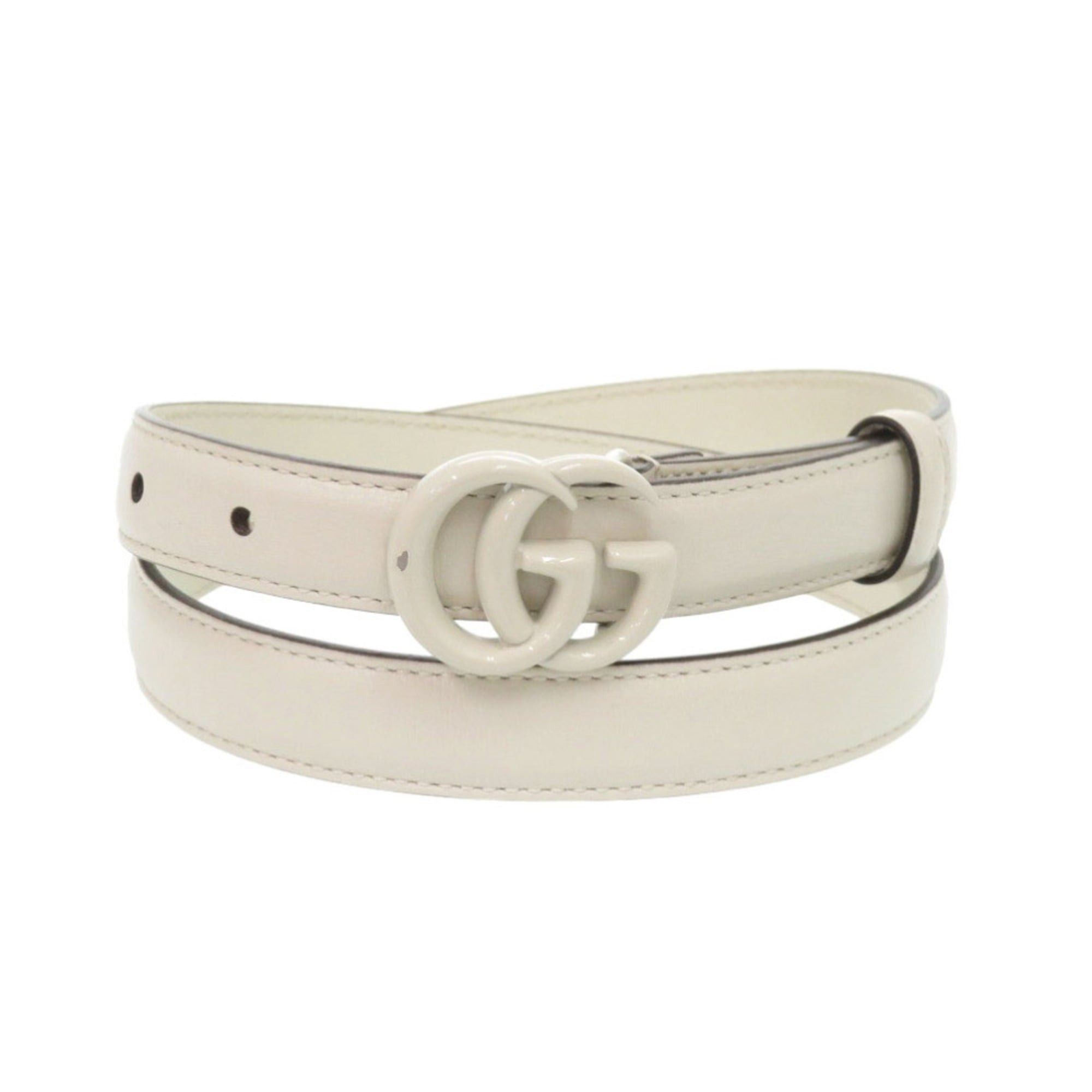 Gucci Excellent condition Gucci Double G 409417 leather 75cm 30cm white belt 1226GUCCI Size ONE SIZE - 1 Thumbnail