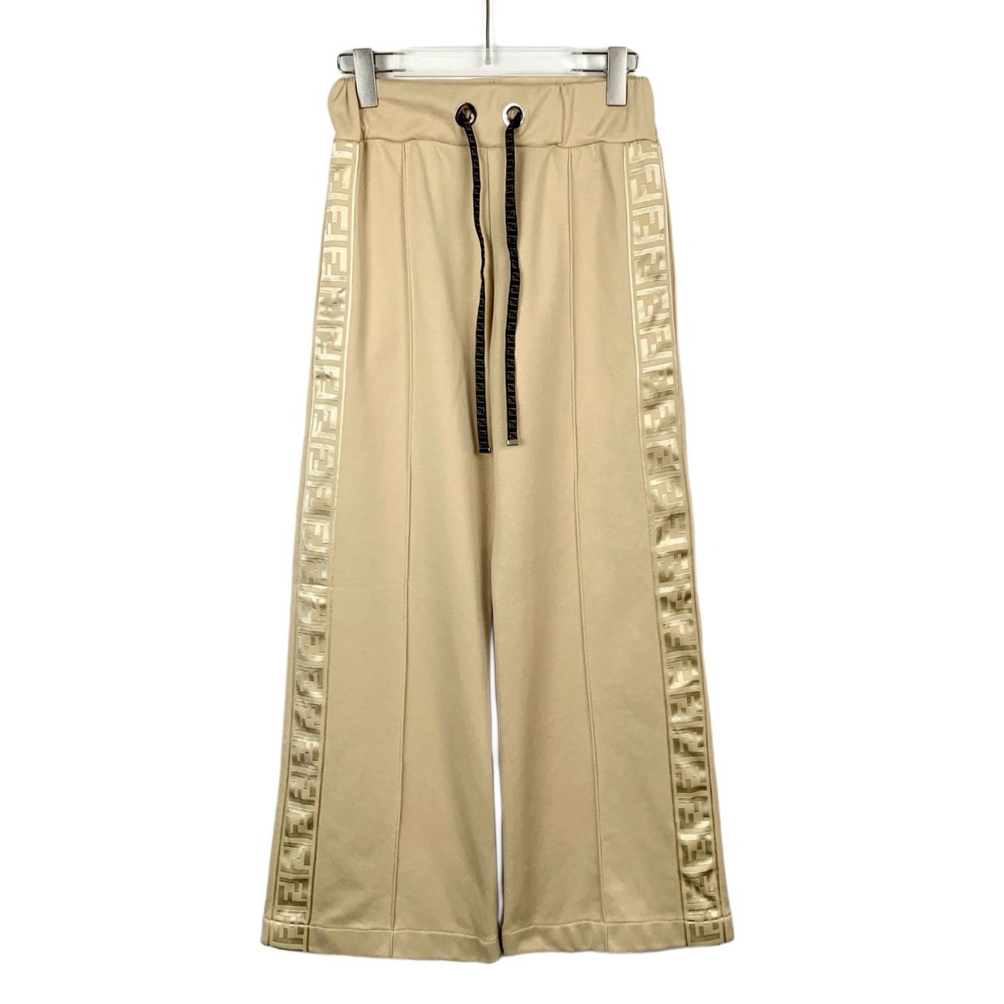 Fendi Fendi Beige Drawstring Straight-Leg Trousers W/ Logo Trim Si Size 36" / US 14 / IT 50 - 1 Thumbnail