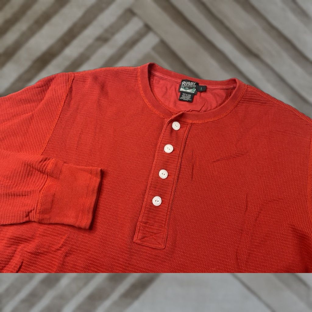 Ralph Lauren Ralph Lauren Rugby Outfitters Shirt Large Red Thermal Waffle Henley Cabin Core Size US L / EU 52-54 / 3 - 1 Thumbnail