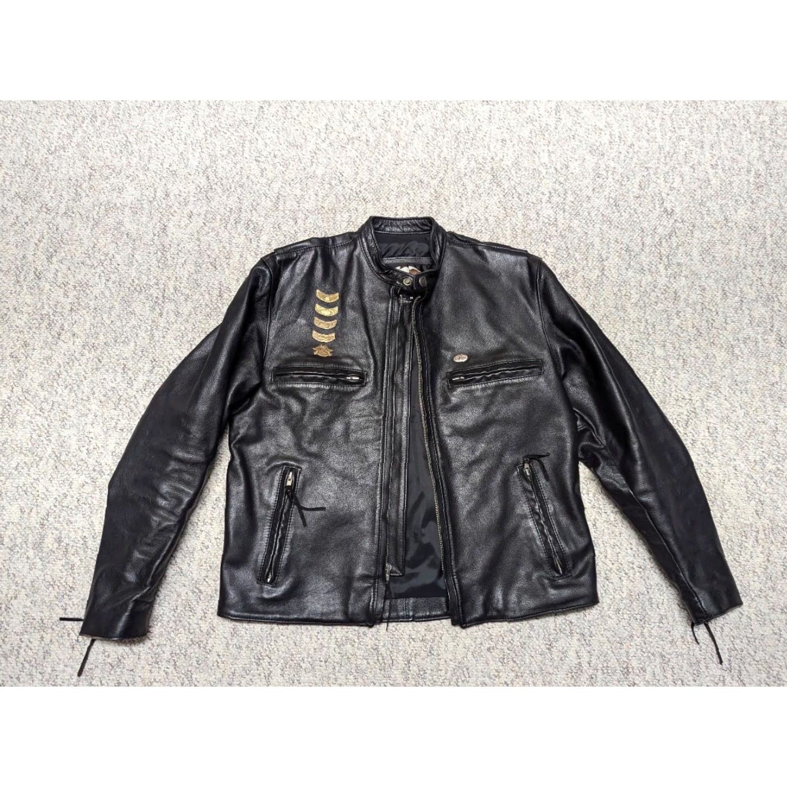 Harley Davidson VINTAGE Harley-Davidson Motorcycle Jacket Cafe Racer Leather Black M Mens US Made Size US M / EU 48-50 / 2 - 3 Thumbnail