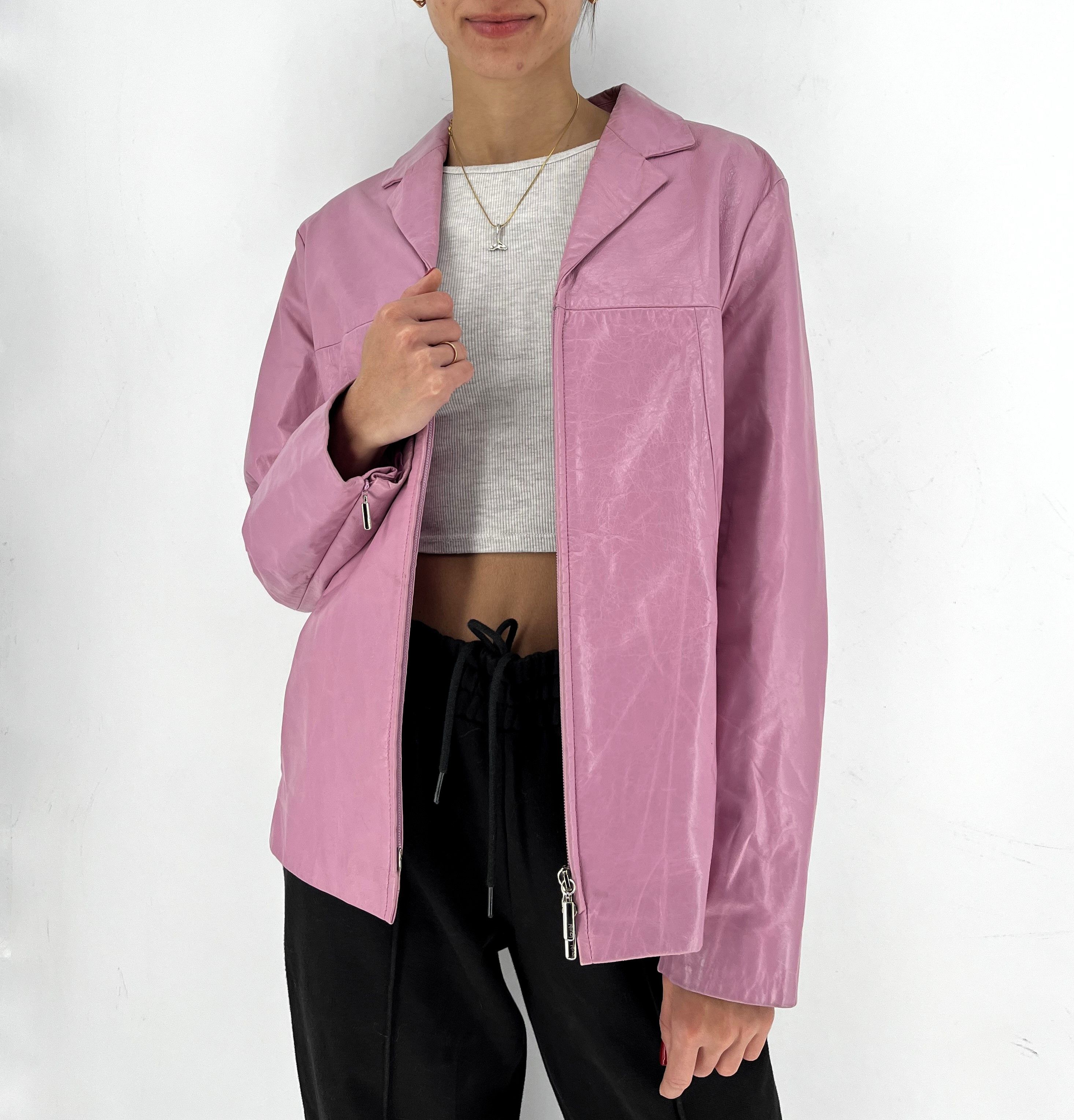 Laurel Leather biker jacket Laurel Pink size 38FR in Leather Size XS / US 0-2 / IT 36-38 - 3 Thumbnail