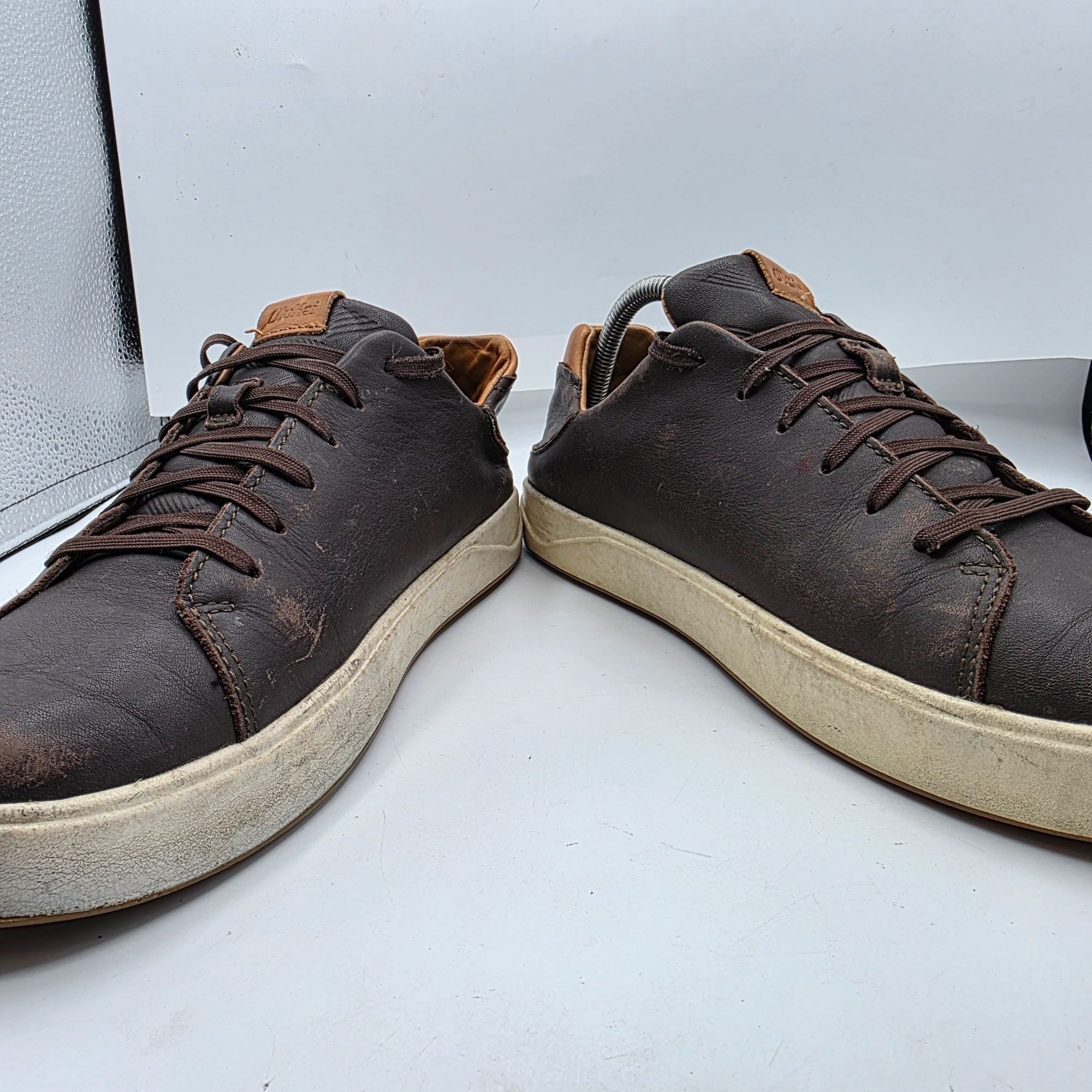 Olukai OluKai Waialae Mens Golf Shoes 10.5 Brown Dark Wood Leather Size US 10.5 / EU 43-44 - 2 Thumbnail