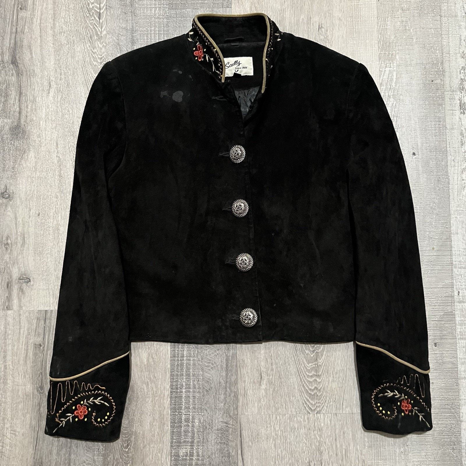 Scully Leather Scully Western Jacket Womens Black Suede Cropped Floral 8 Size M / US 6-8 / IT 42-44 - 1 Thumbnail