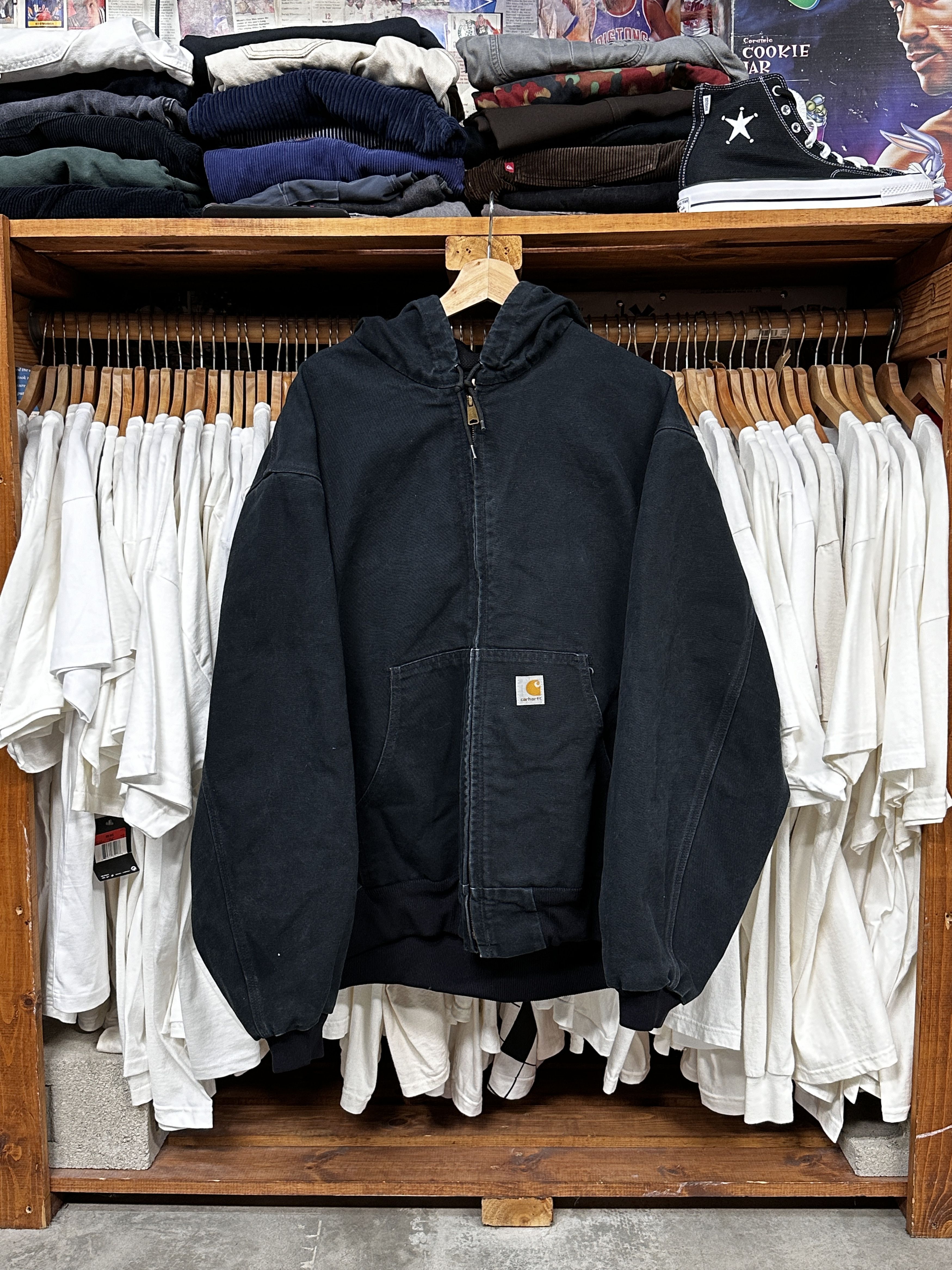 Image of Carhartt Zip Up Work Jacket Hoodie Mesh Lining in Black, Men's (Size 2XL)