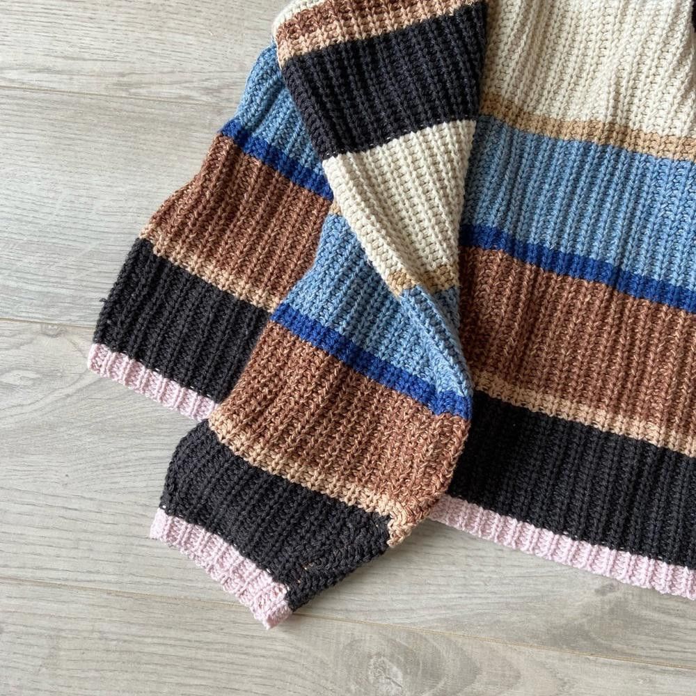 Designer Stylish Striped Knit Sweater - Cozy Fall Essential Size S / US 4 / IT 40 - 2 Thumbnail
