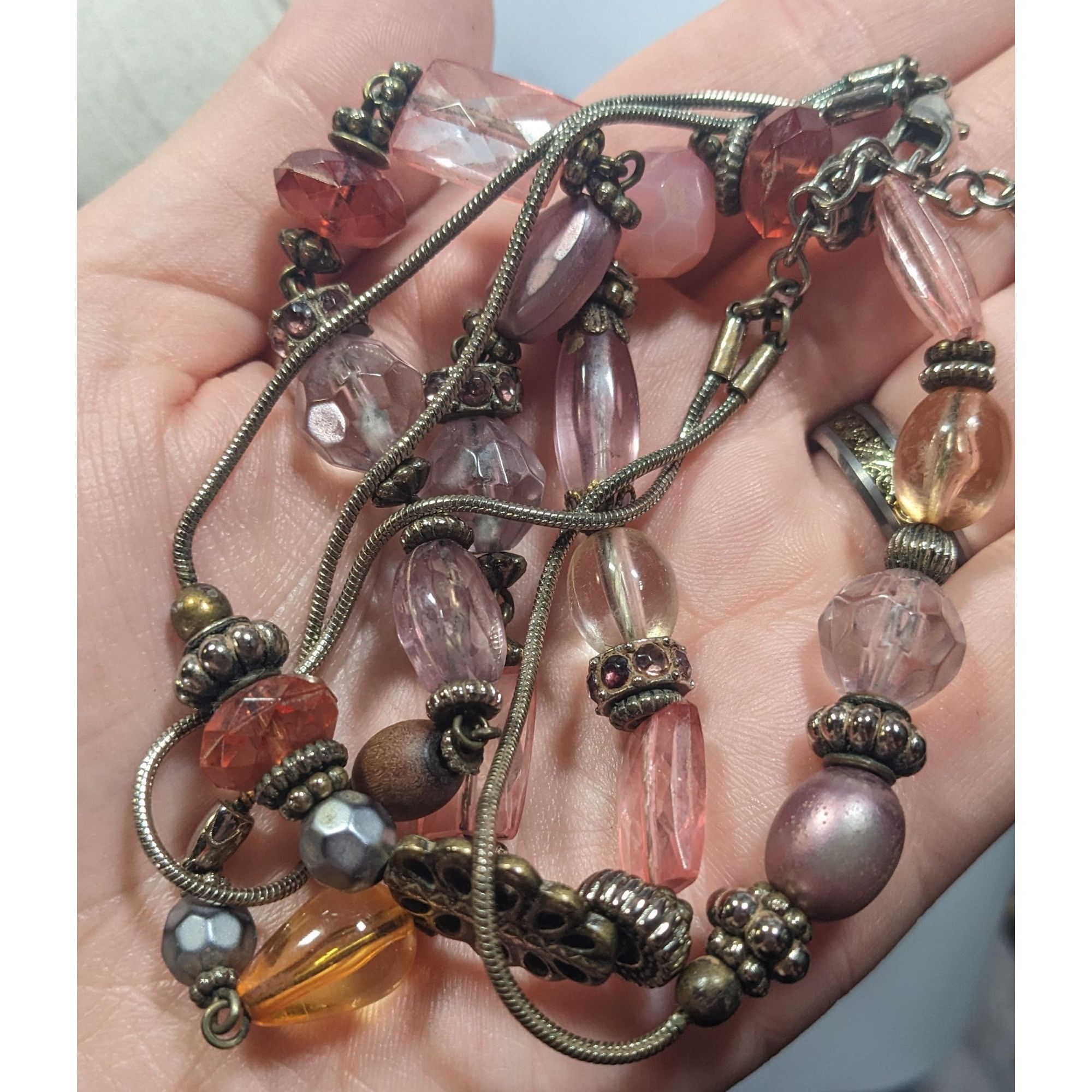 Other Coquette Pink Glass And Silver Tone Beaded Layered Necklace Size ONE SIZE - 3 Thumbnail