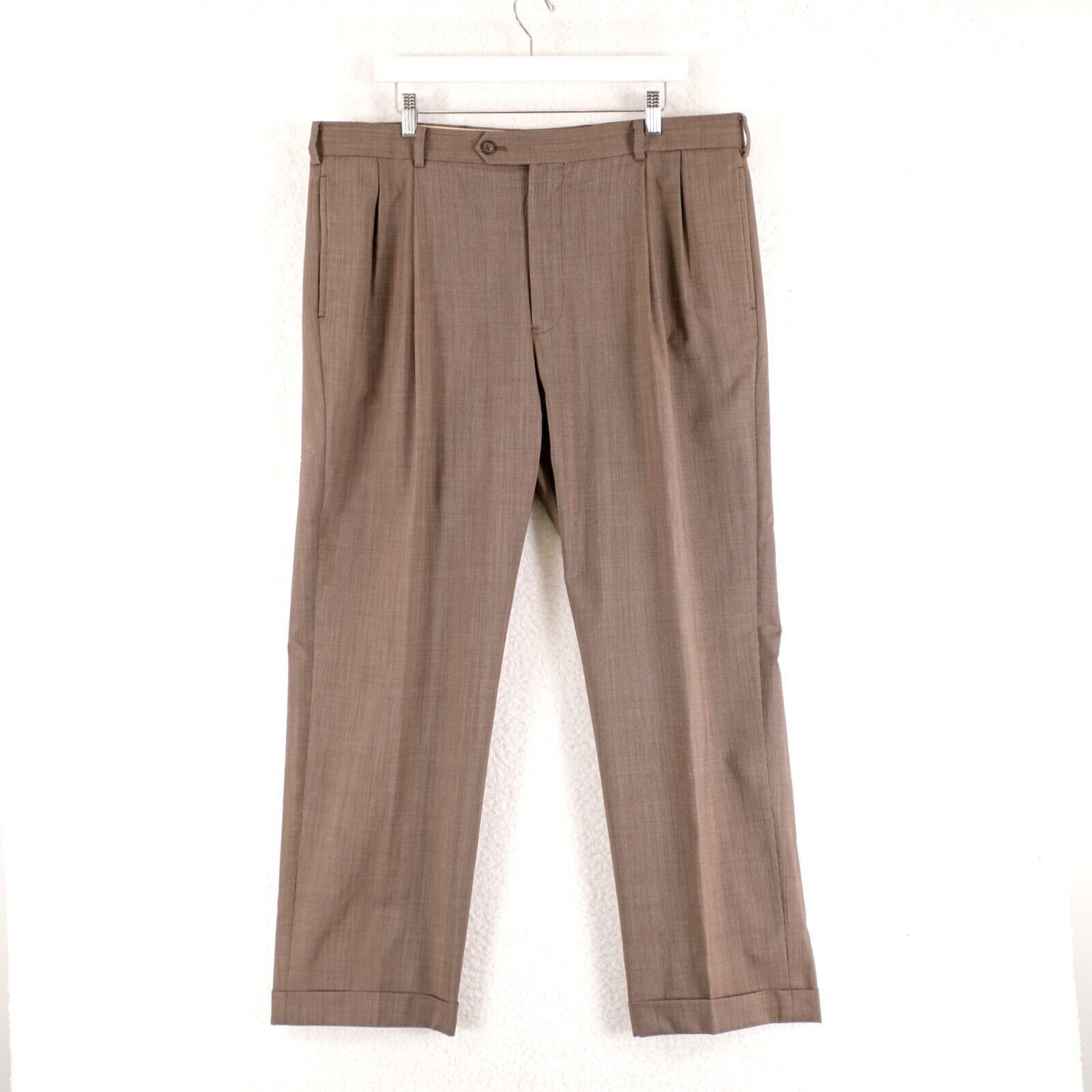 Brooks Brothers Brooks Brothers 1818 Madison Wool Beige Birdseye Pleated Cuf Size 38R - 1 Thumbnail