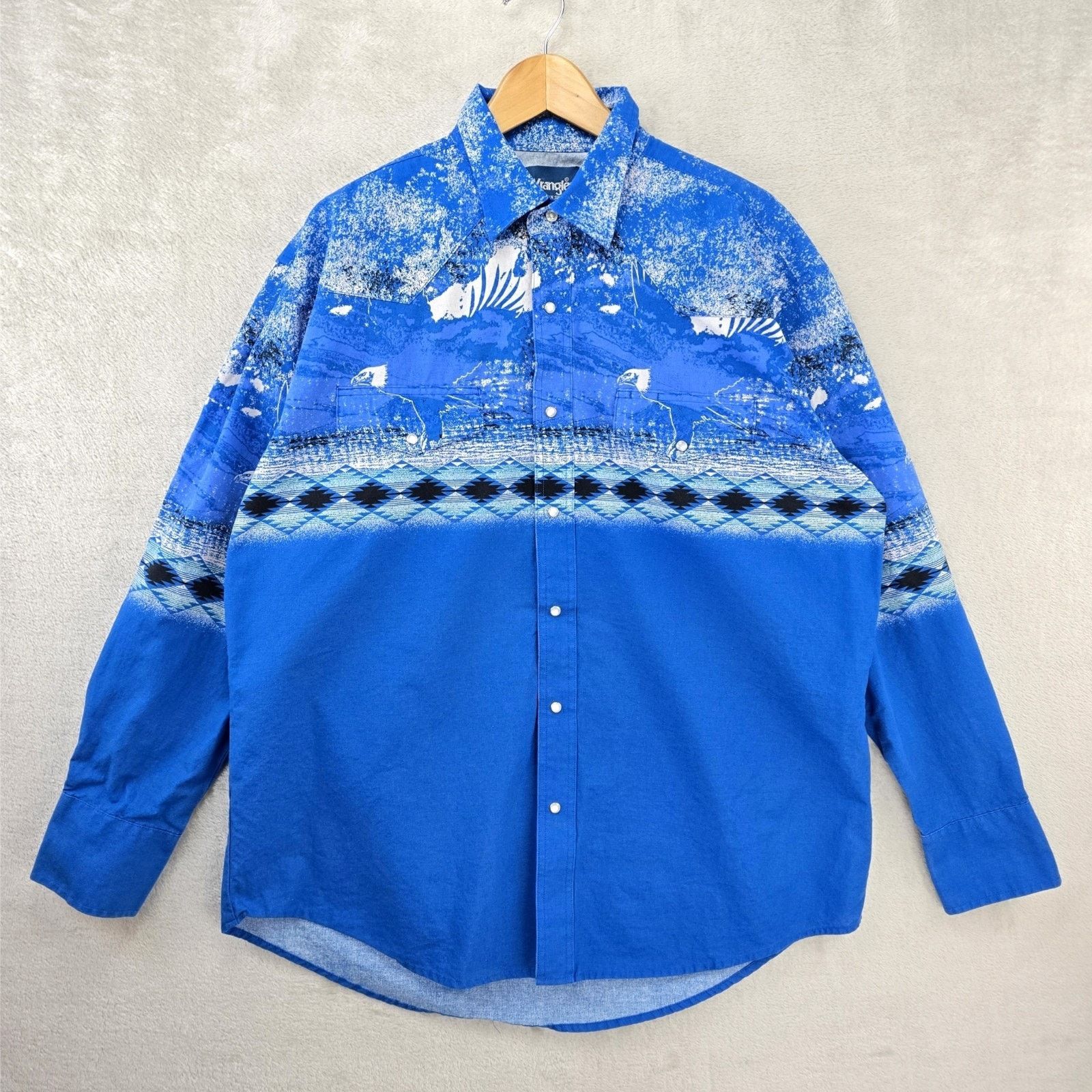 Wrangler Vtg Wrangler Western Shirt Mens XL Eagle Western Pearl Snap Size US XL / EU 56 / 4 - 1 Thumbnail