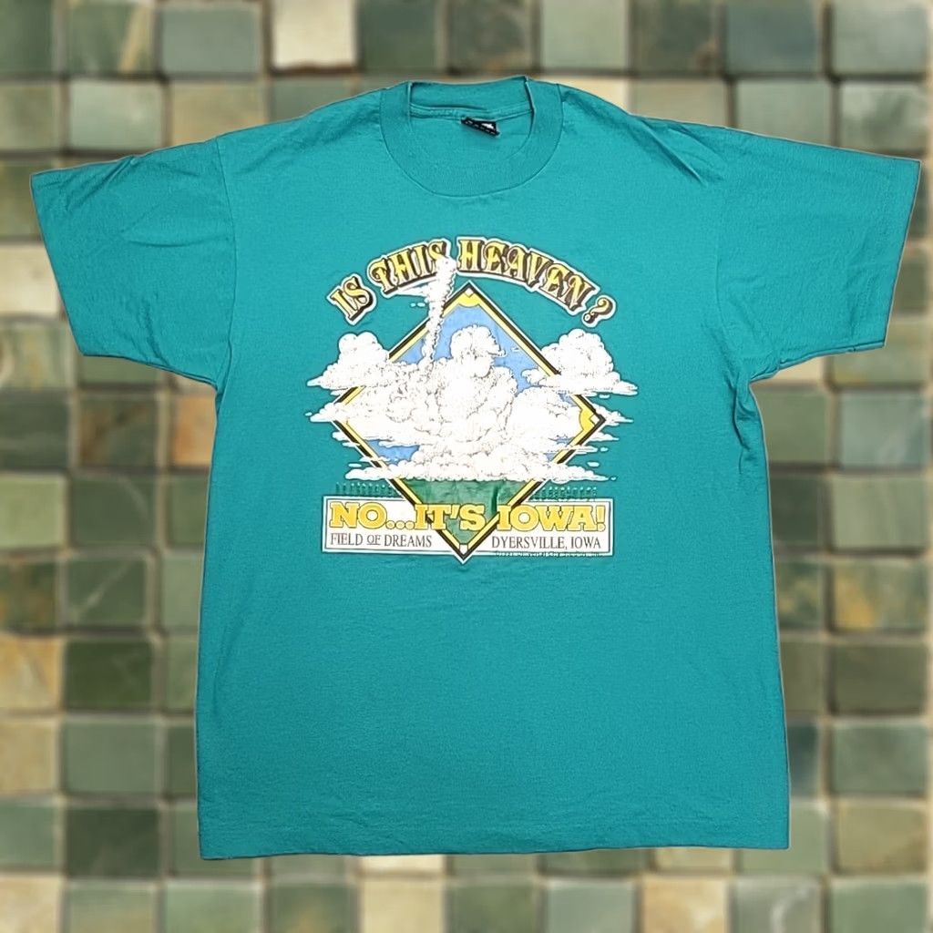 Fruit Of The Loom VINTAGE Field Of Dreams Shirt Men Large Green Movie Single Stitch Made In USA Size US L / EU 52-54 / 3 - 1 Thumbnail